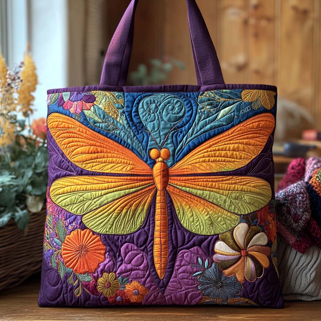 Autumn Flight Quilted Tote Bag Dragonfly Mother's Day Gifts