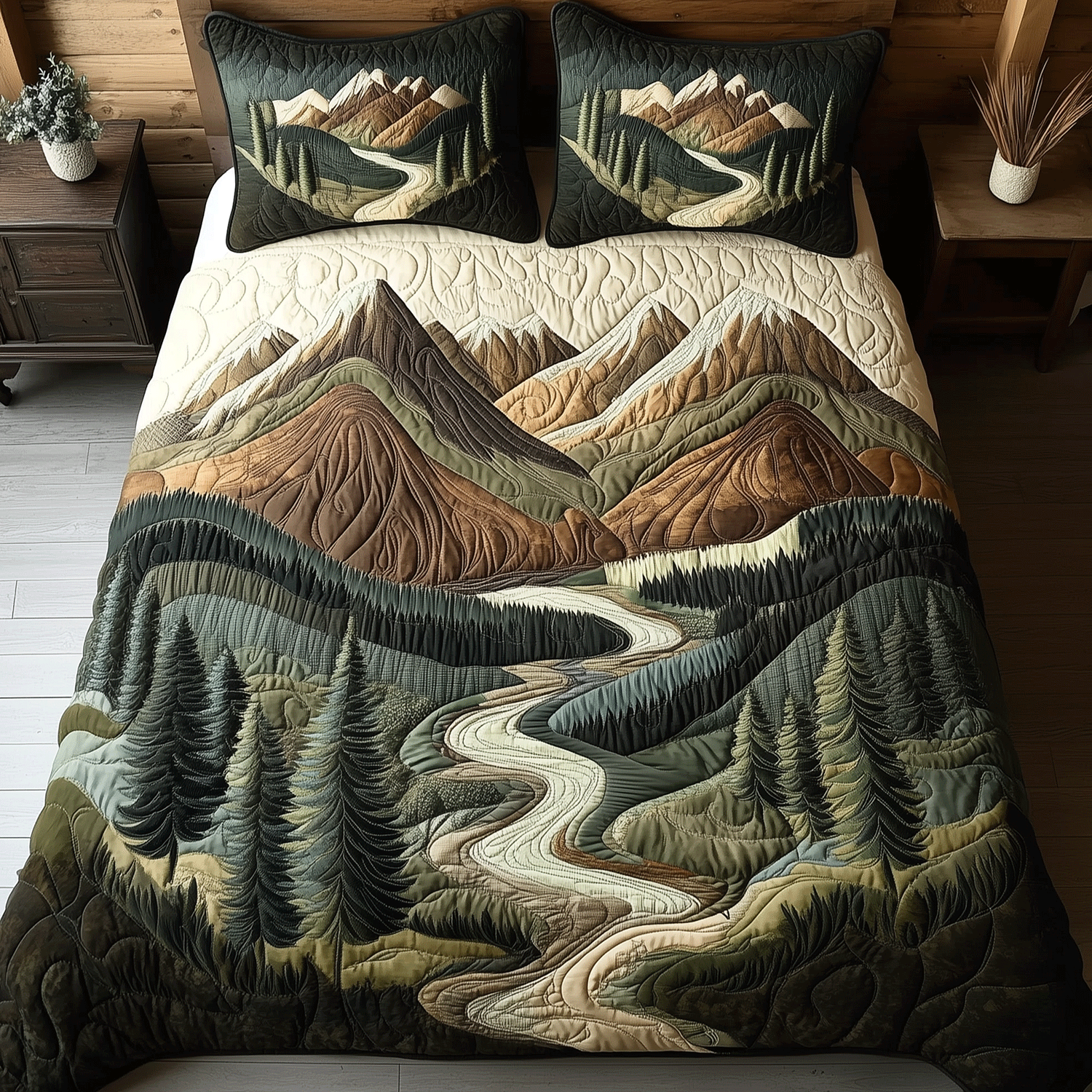 Autumn Forest Calm Quilted Bedding Set Bedroom Decor Best Gifts For Nature Lovers