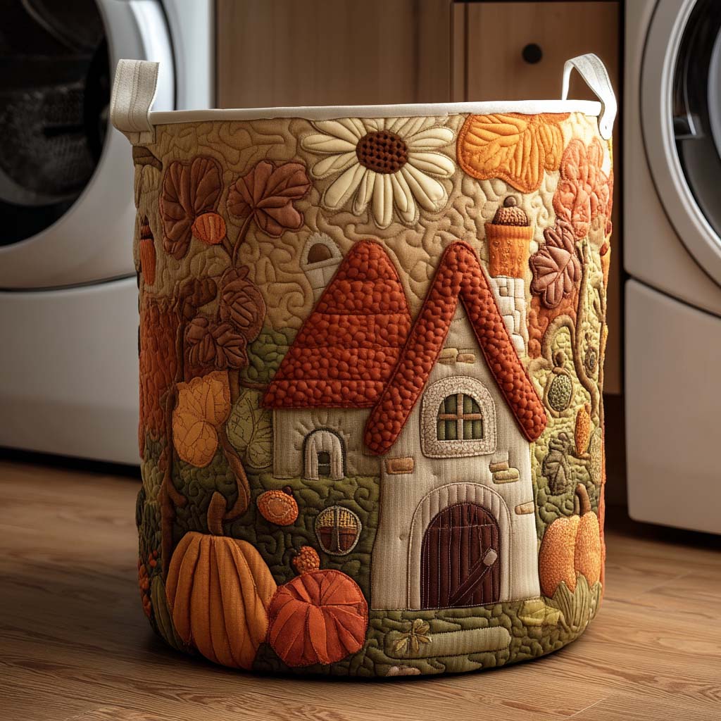 Autumn Forest Charm Quilted Laundry Basket Merch For Her