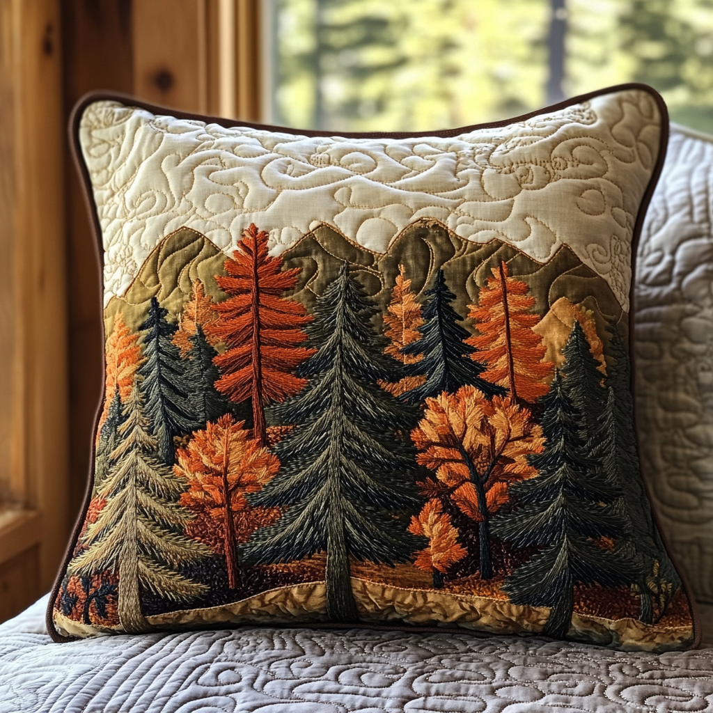 Autumn Forest Mirage Quilted Pillow Case Fall Pillow Covers Best Friend Presents