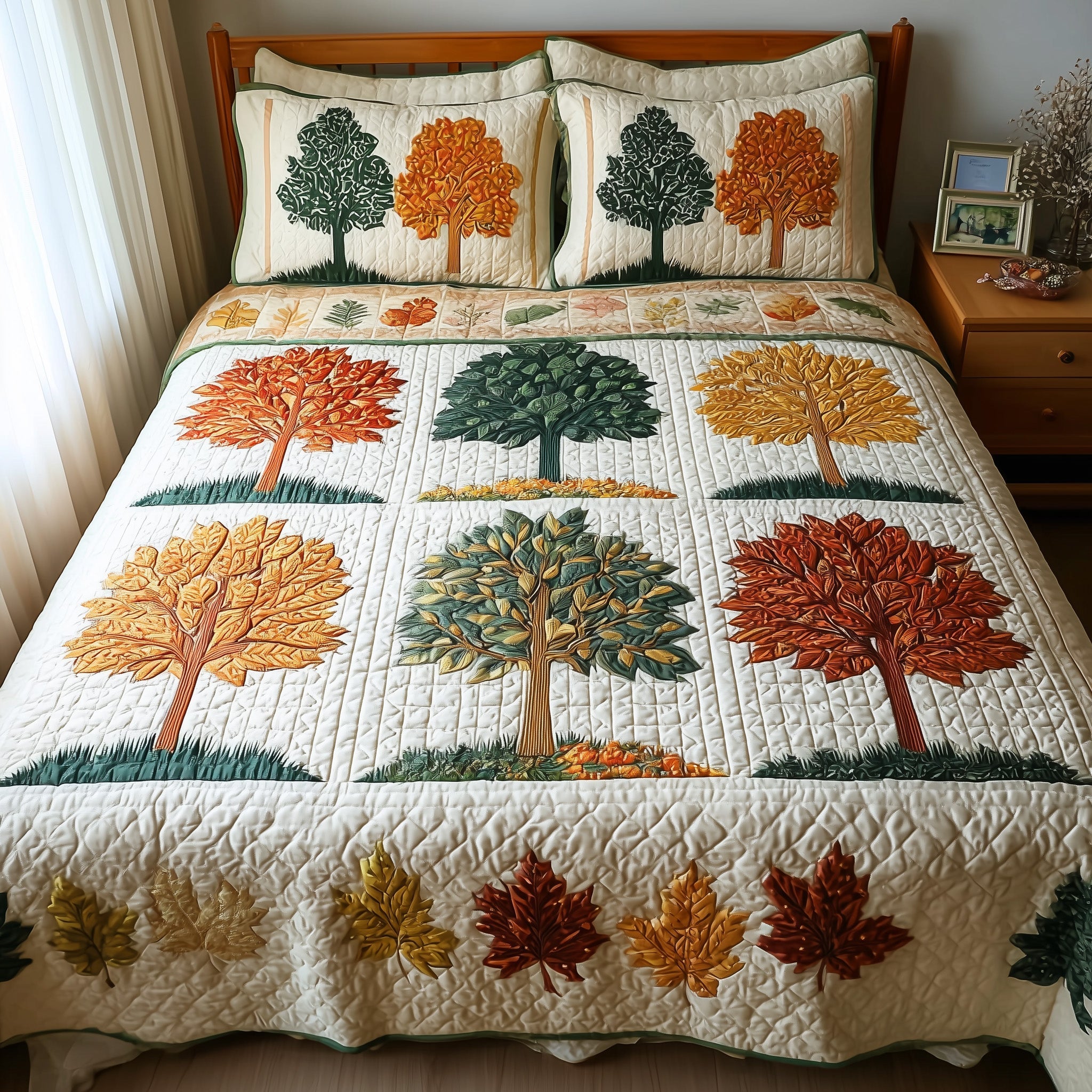 Autumn Forest Quilted Bedding Set Duvet Cover Bedspread Autumn Presents
