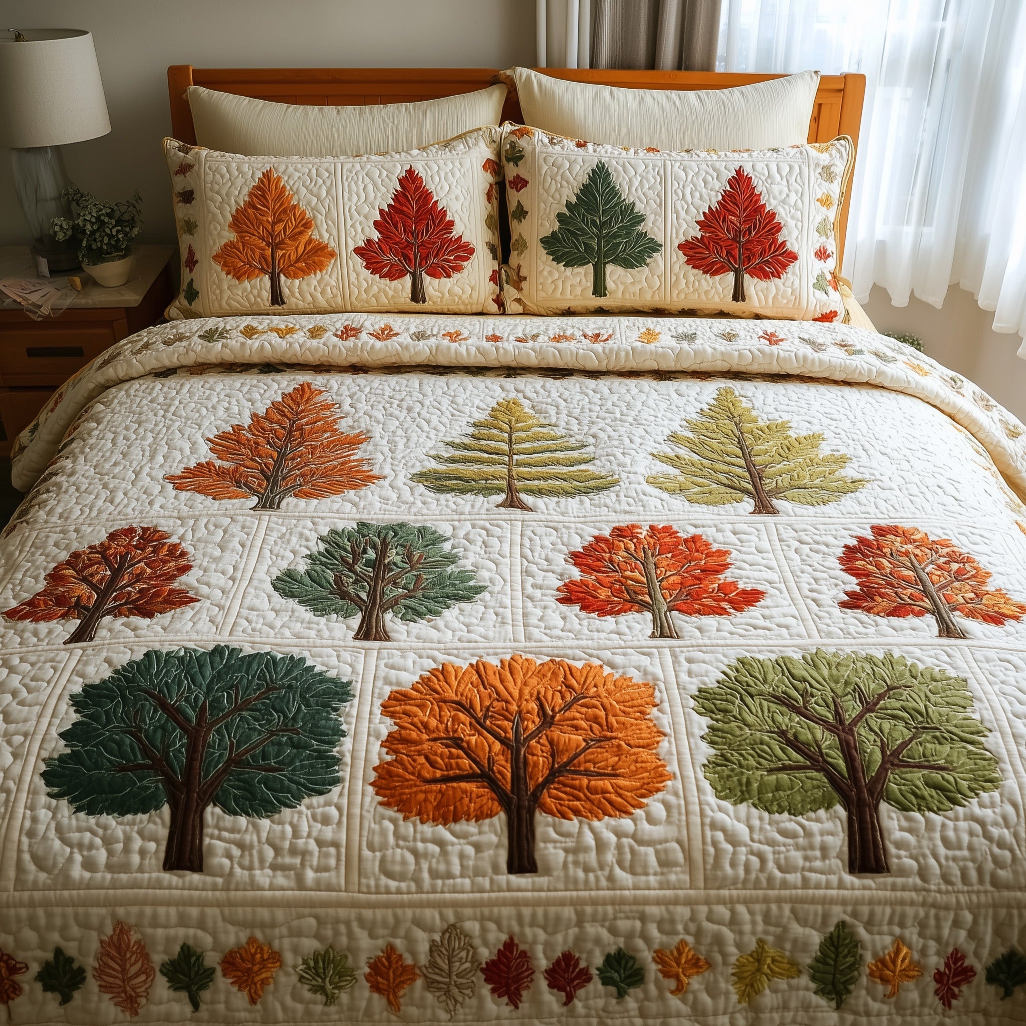Autumn Forest Quilted Bedding Set Duvet Cover Bedspread Gift Ideas For Fall