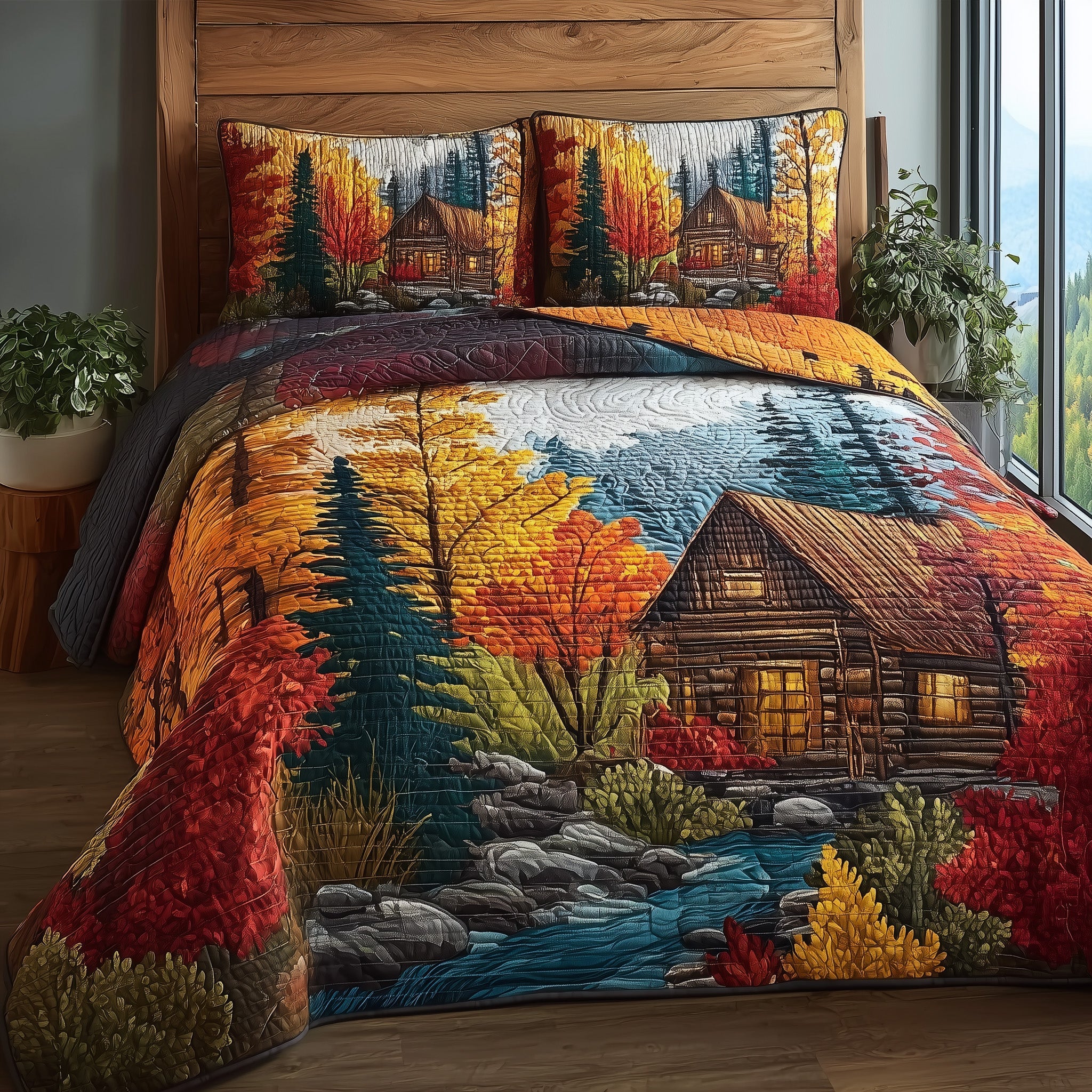 Autumn Forest Quilted Bedding Set Microfiber(1)