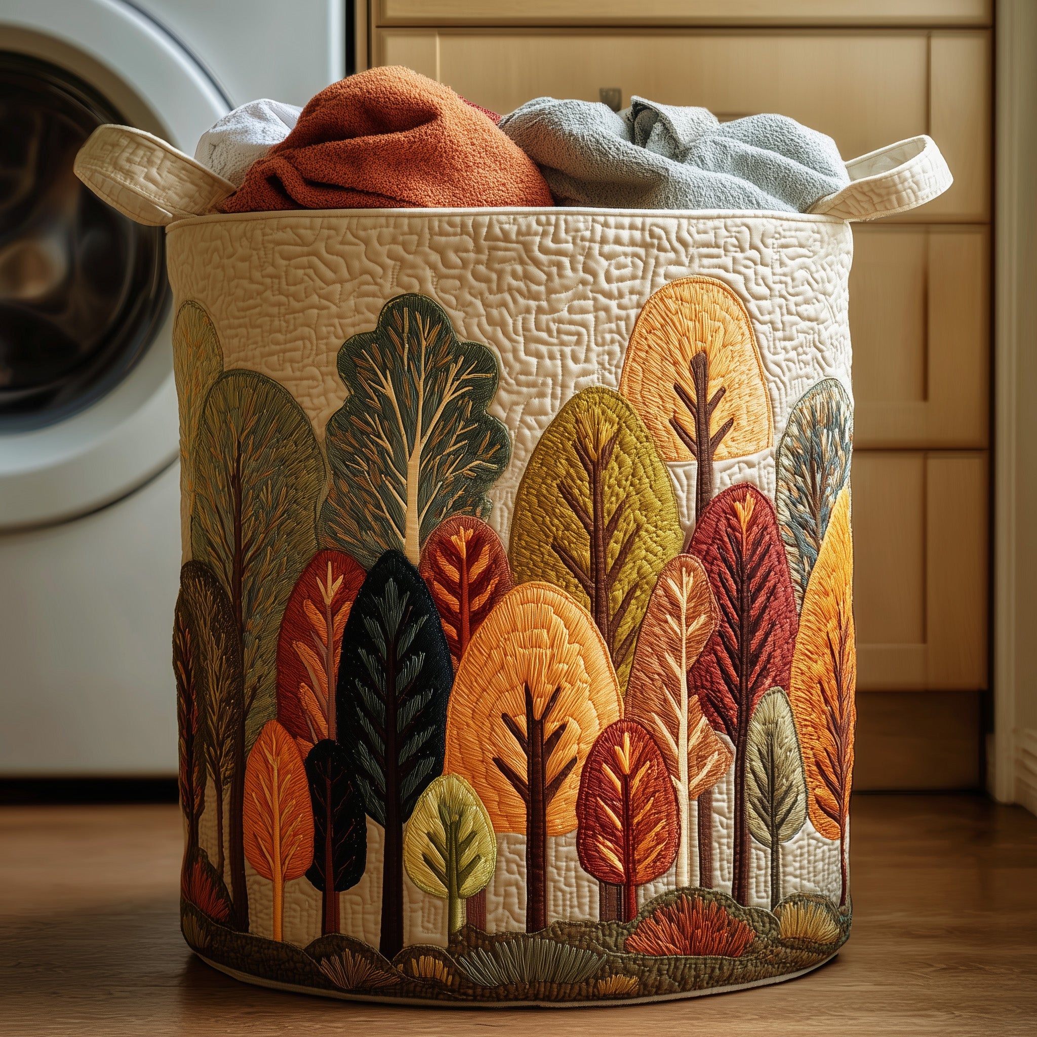 Autumn Forest Quilted Laundry Basket Best Lovely Gifts For Auntumn Themed Fans