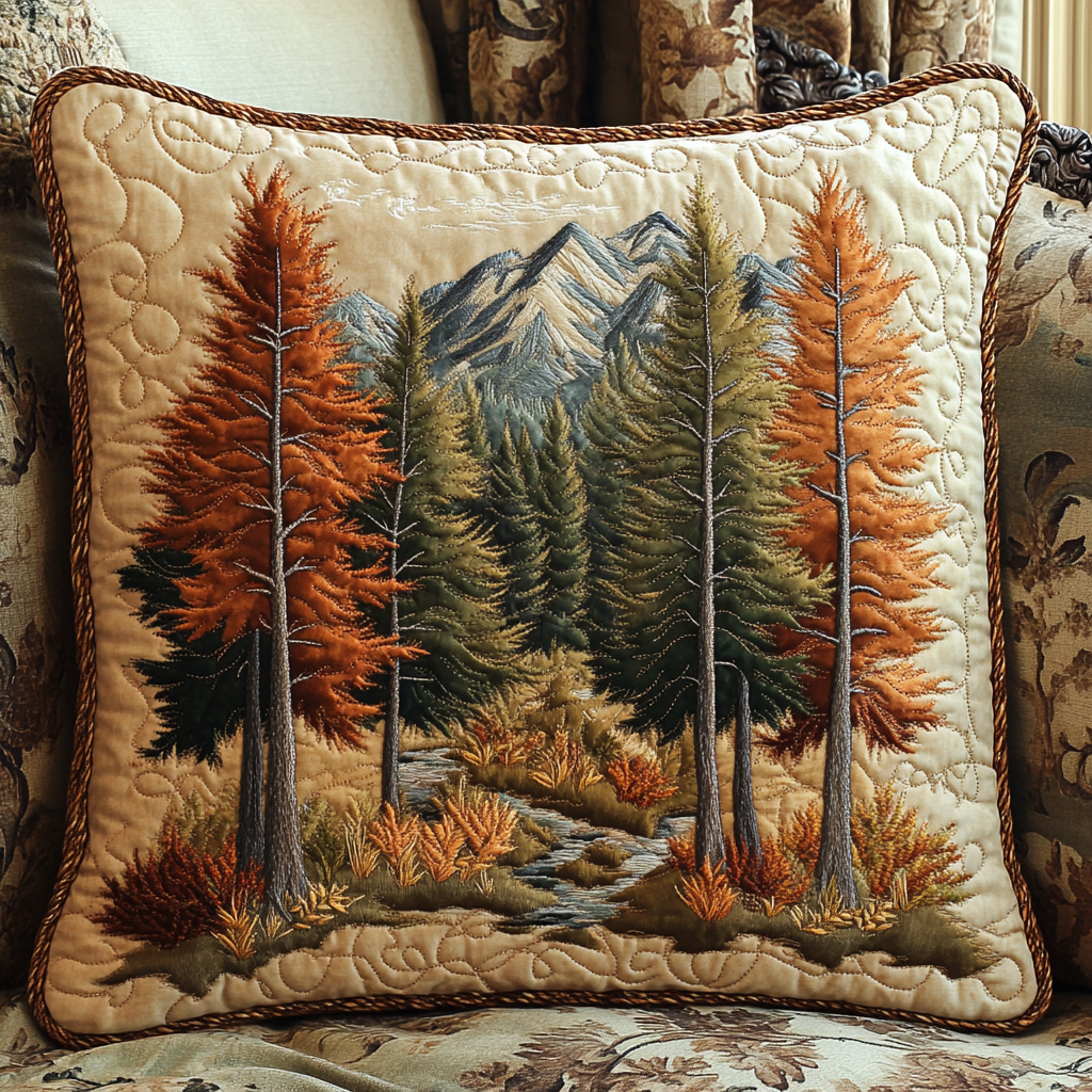 Autumn Forest Quilted Pillow Case Autumn Throw Pillow Covers Best Friend Birthday Gifts
