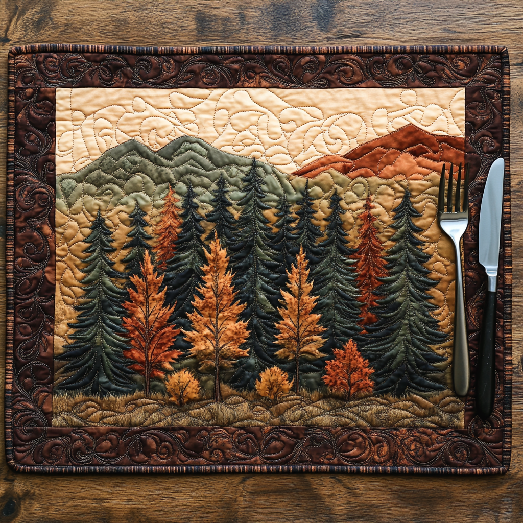 Autumn Forest Quilted Place Mat Christmas House Decor Forest Themed Gifts