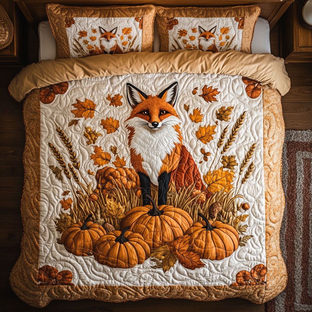 Autumn Fox Quilted Bedding Set Duvet Cover Bedspread  Bedroom Decor For Couples