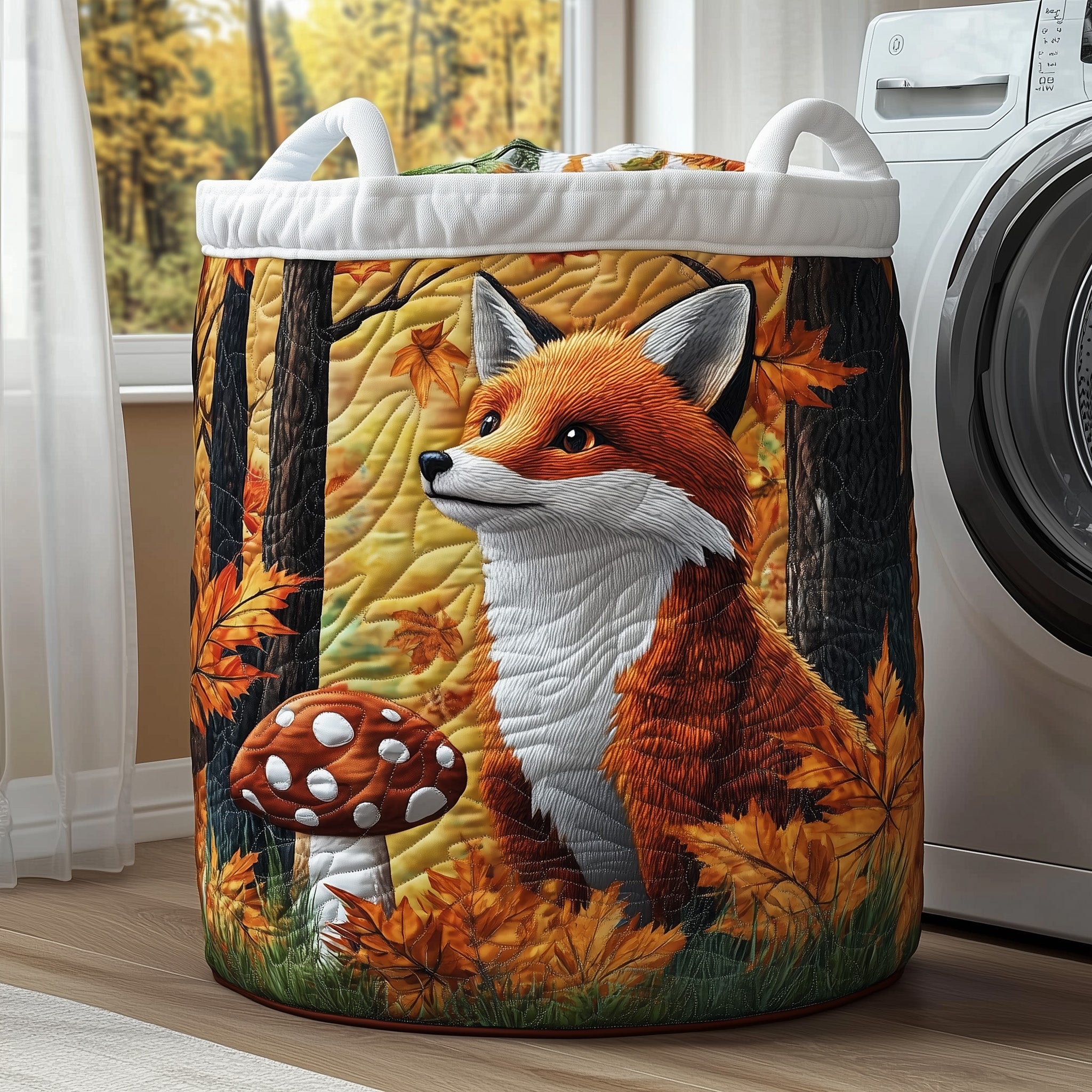 Autumn Fox Quilted Laundry Basket Autumn Presents