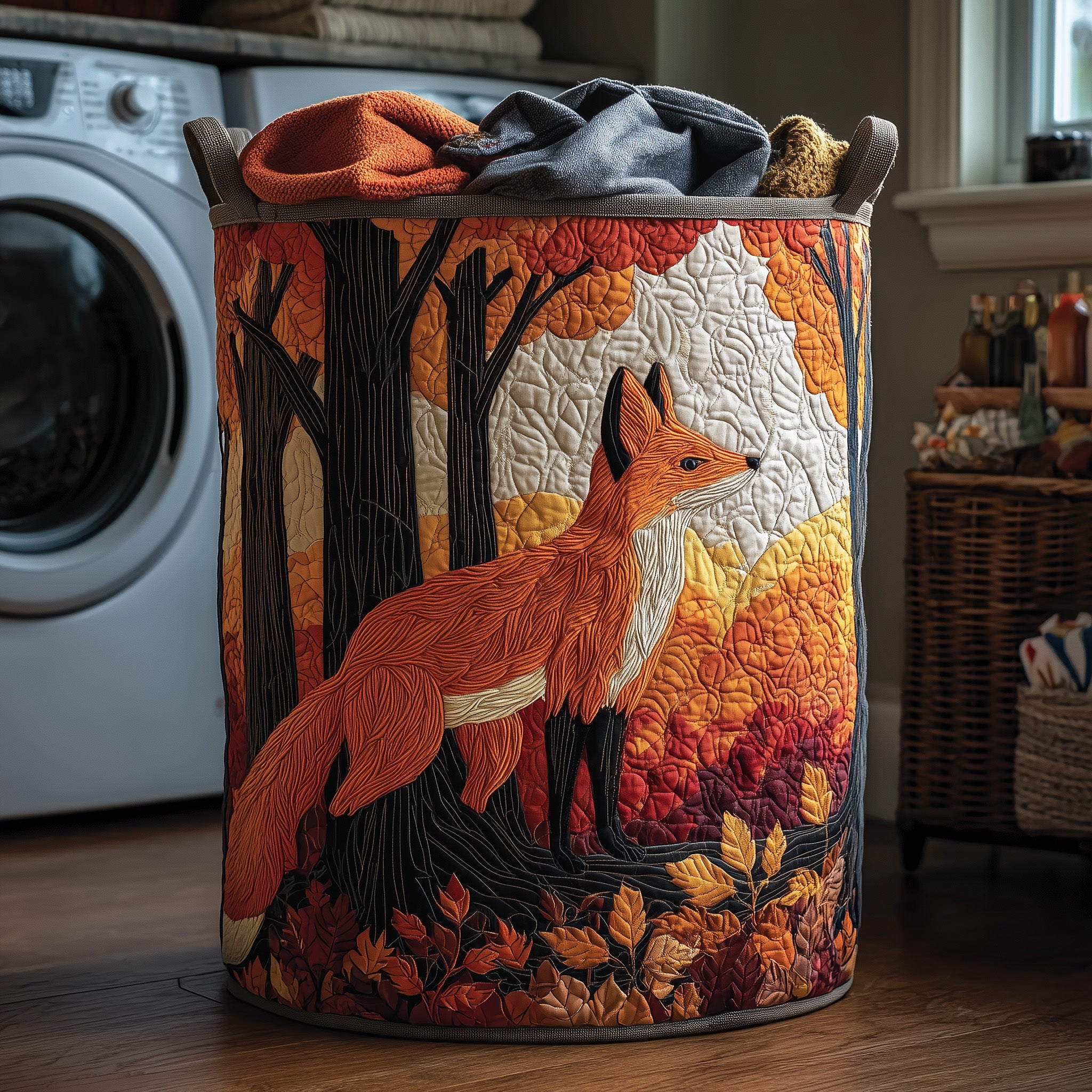 Autumn Fox Quilted Laundry Basket Best Lovely Presents For Fox Fans