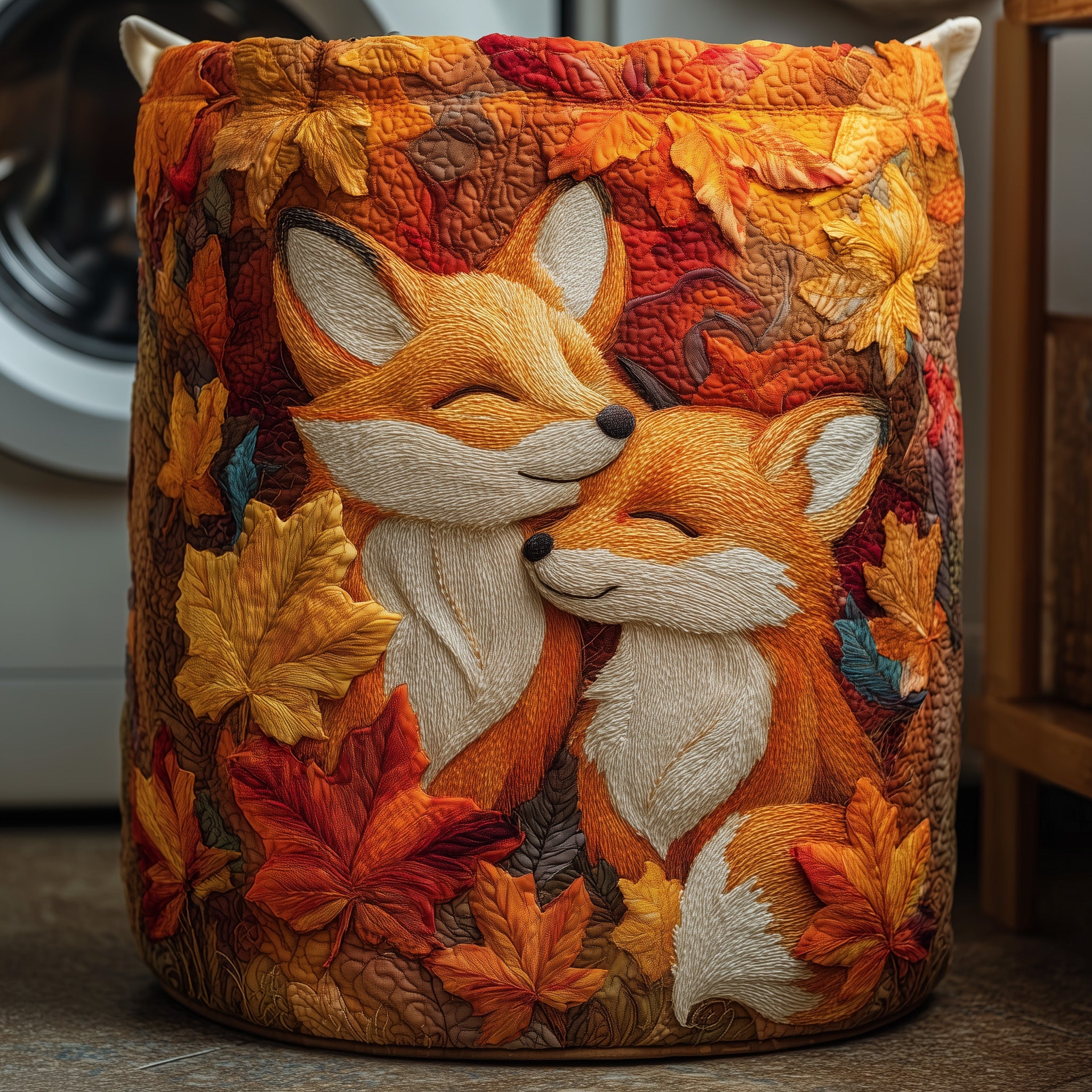 Autumn Fox Quilted Laundry Basket Christmas Merch Gift