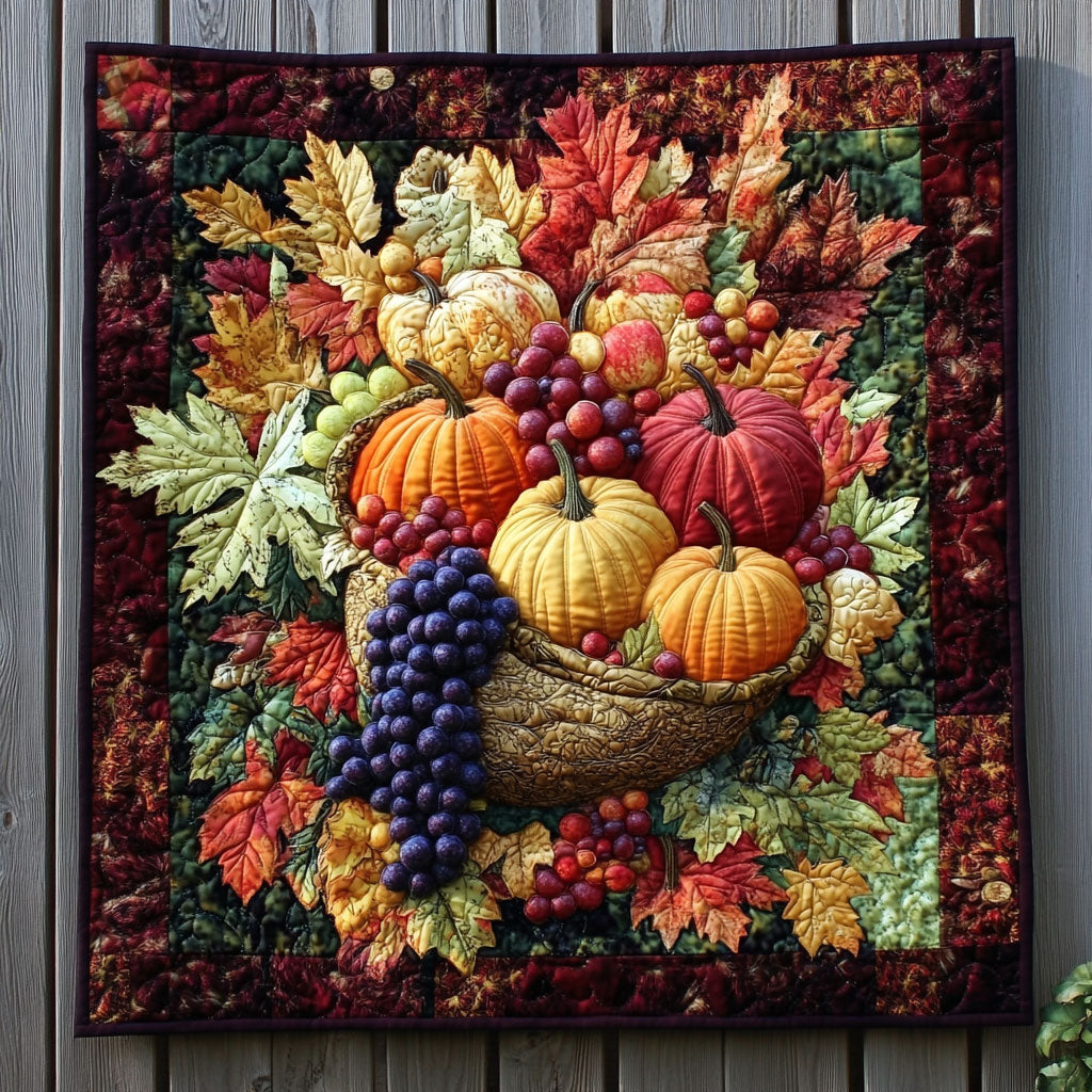 Autumn Fruits Quilt Blanket Amber Throw Blanket Ideal Holiday Fruit Lover Gifts