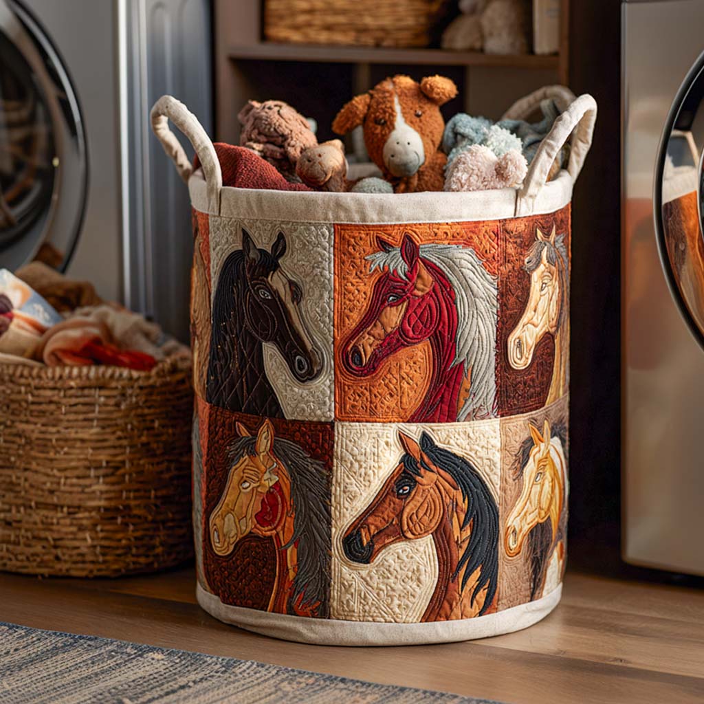 Autumn Gallop Quilted Laundry Basket Unique Gift For Laundry Lovers
