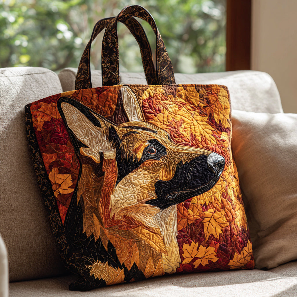 Autumn German Shepherd Quilted Tote Bag Gift For Dog Lover