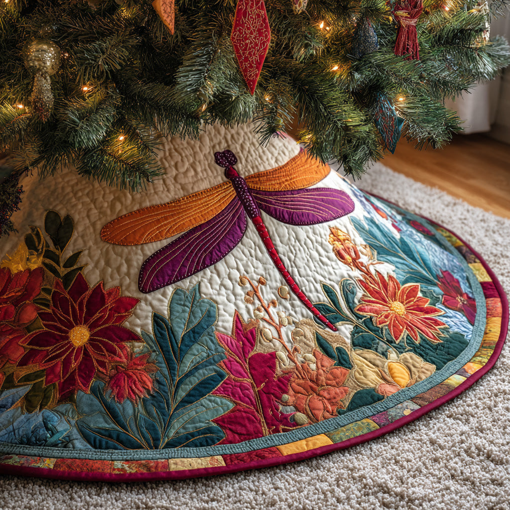 Autumn Glide Christmas Quilted Tree Skirt Flower Design Home Decor Christmas Gift Ideas