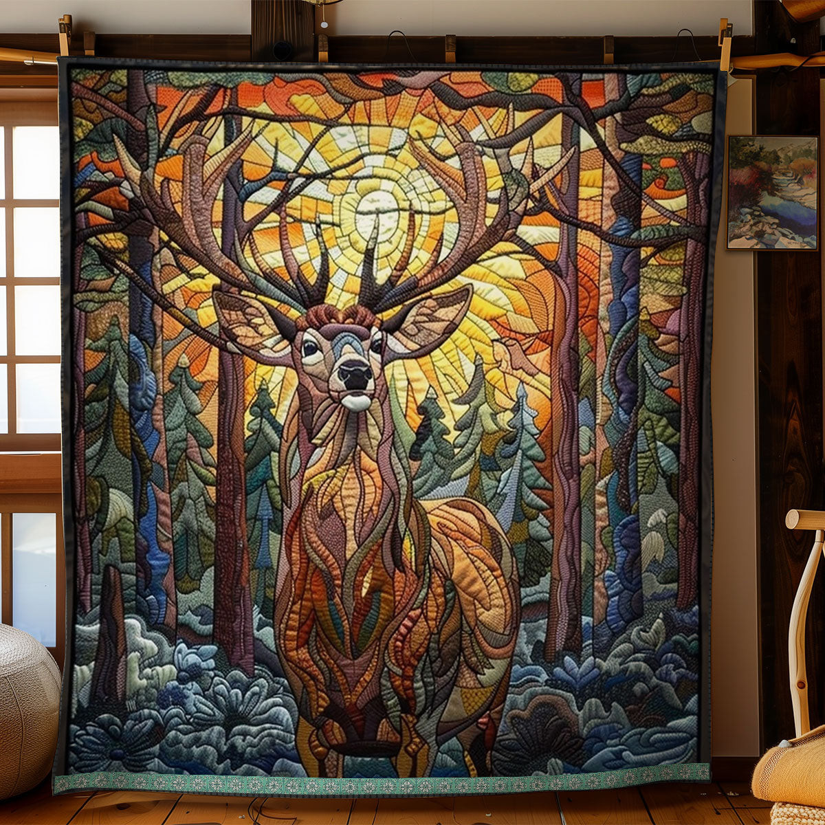 Autumn Glow Deer Quilt Blanket Luxury Throw Blankets Retirement Gift Ideas For Men