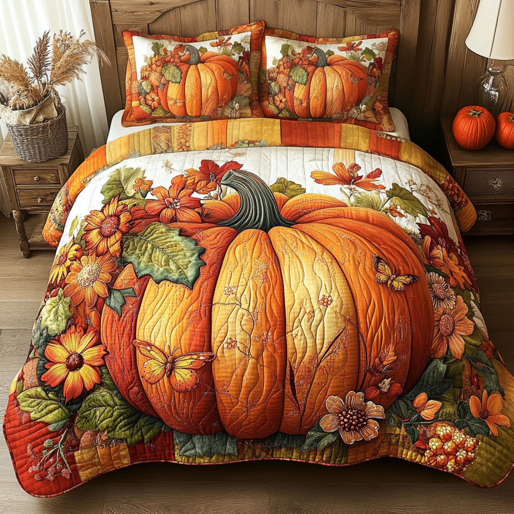 Autumn Glow Quilted Bedding Set Bed Decorations Best Autumn Gifts