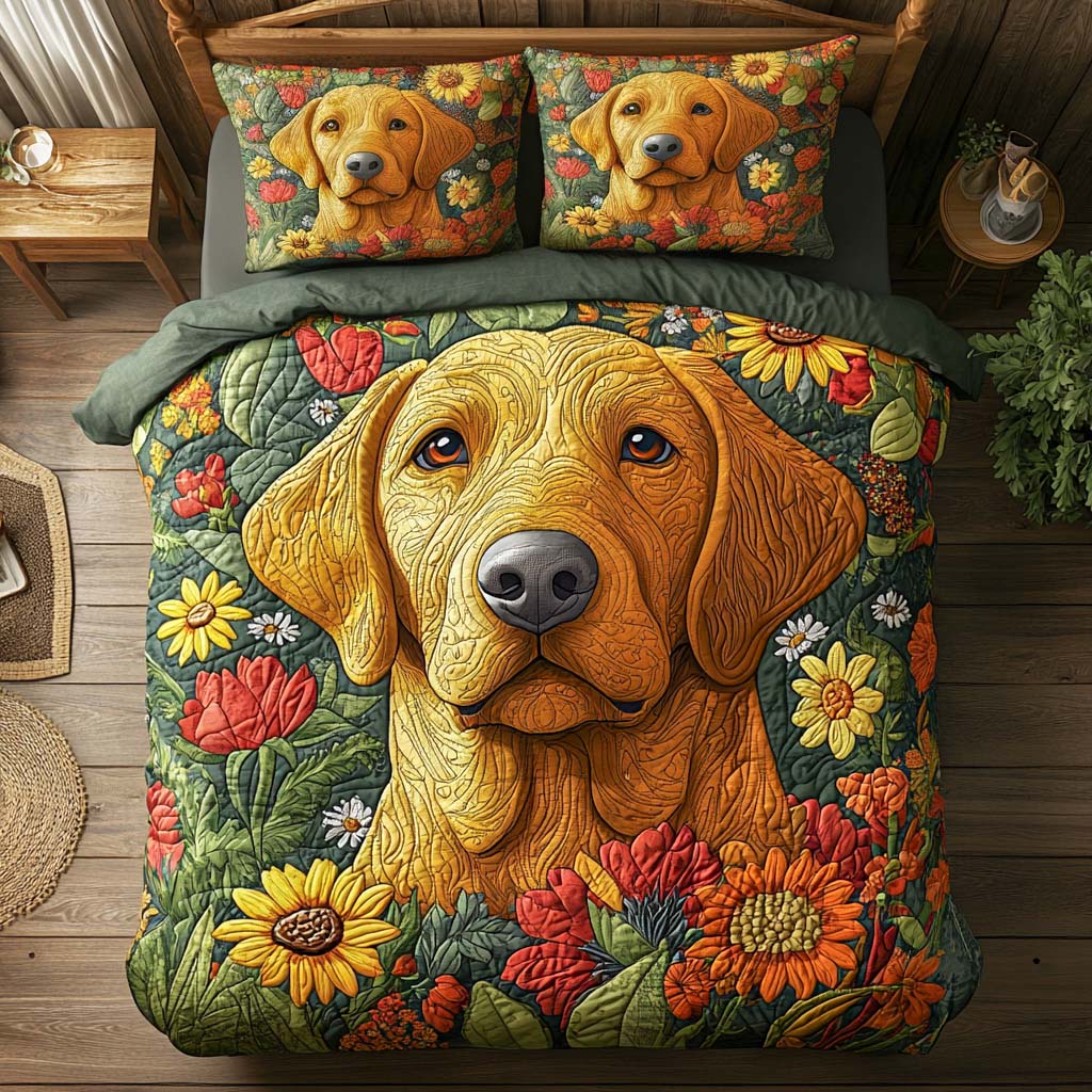 Autumn Glow Quilted Bedding Set Christmas Bedding Duvet Cover Labrador Themed Gifts