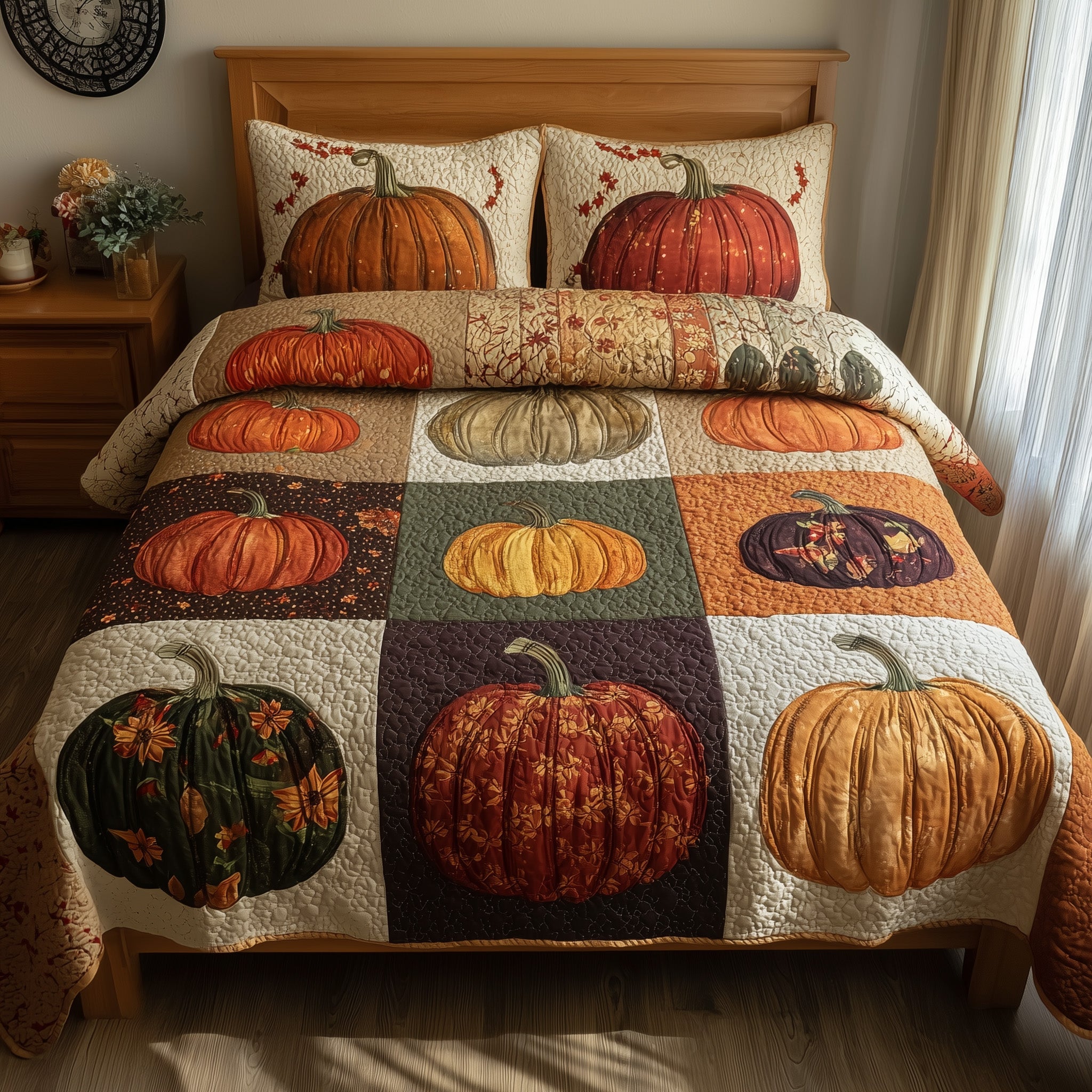 Autumn Glow Quilted Bedding Set Duvet Cover Bedspread Best Autumn Gifts