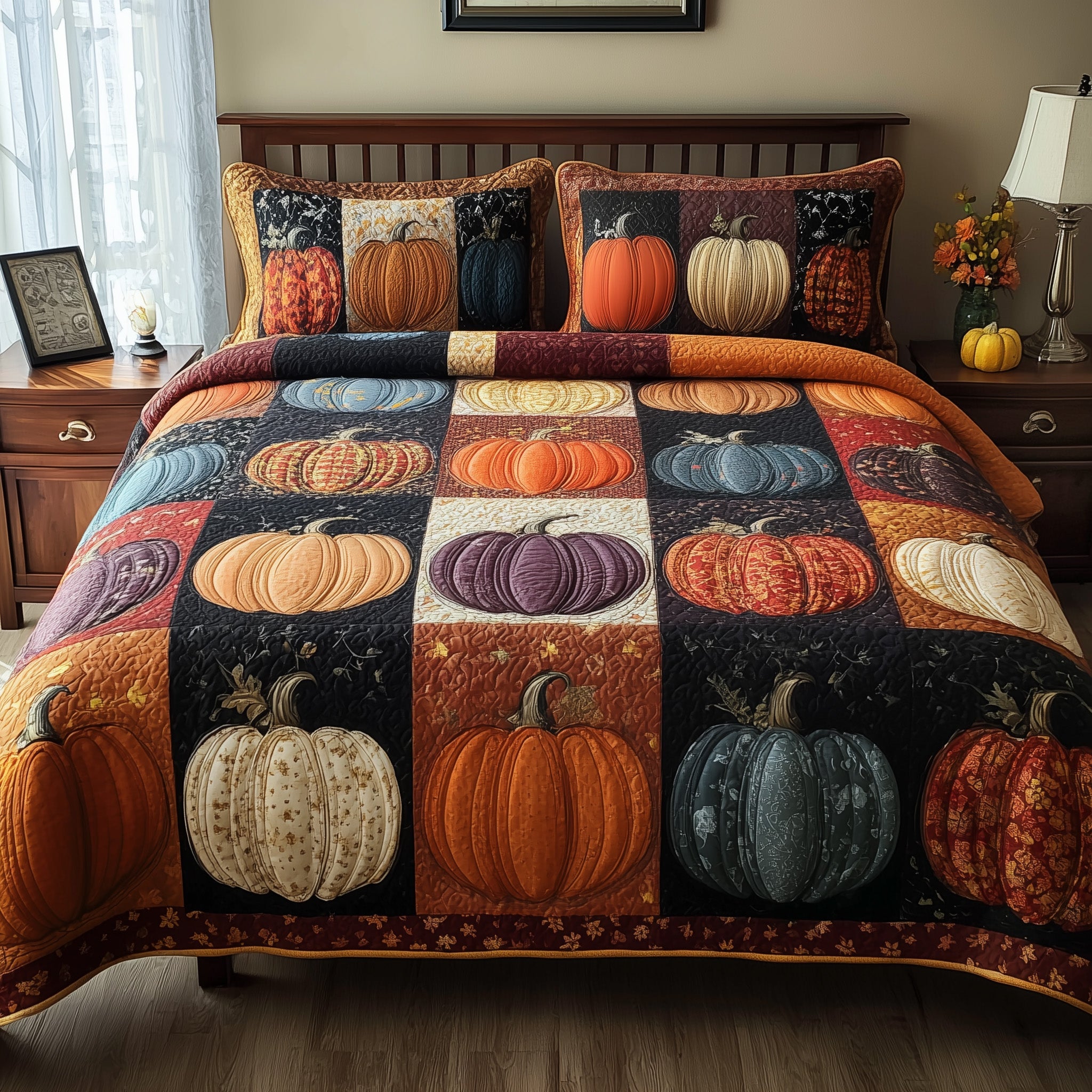 Autumn Glow Quilted Bedding Set Duvet Cover Bedspread Cute Fall Gifts For Girlfriend