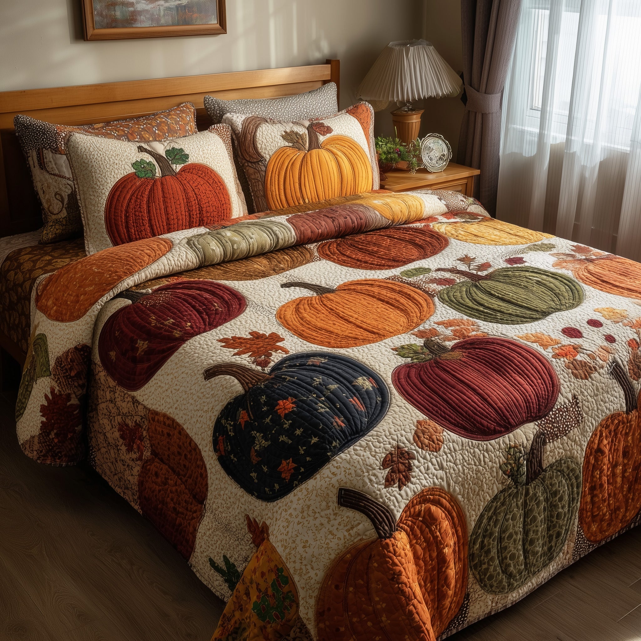 Autumn Glow Quilted Bedding Set Duvet Cover Bedspread Fall Autumn Season Gifts