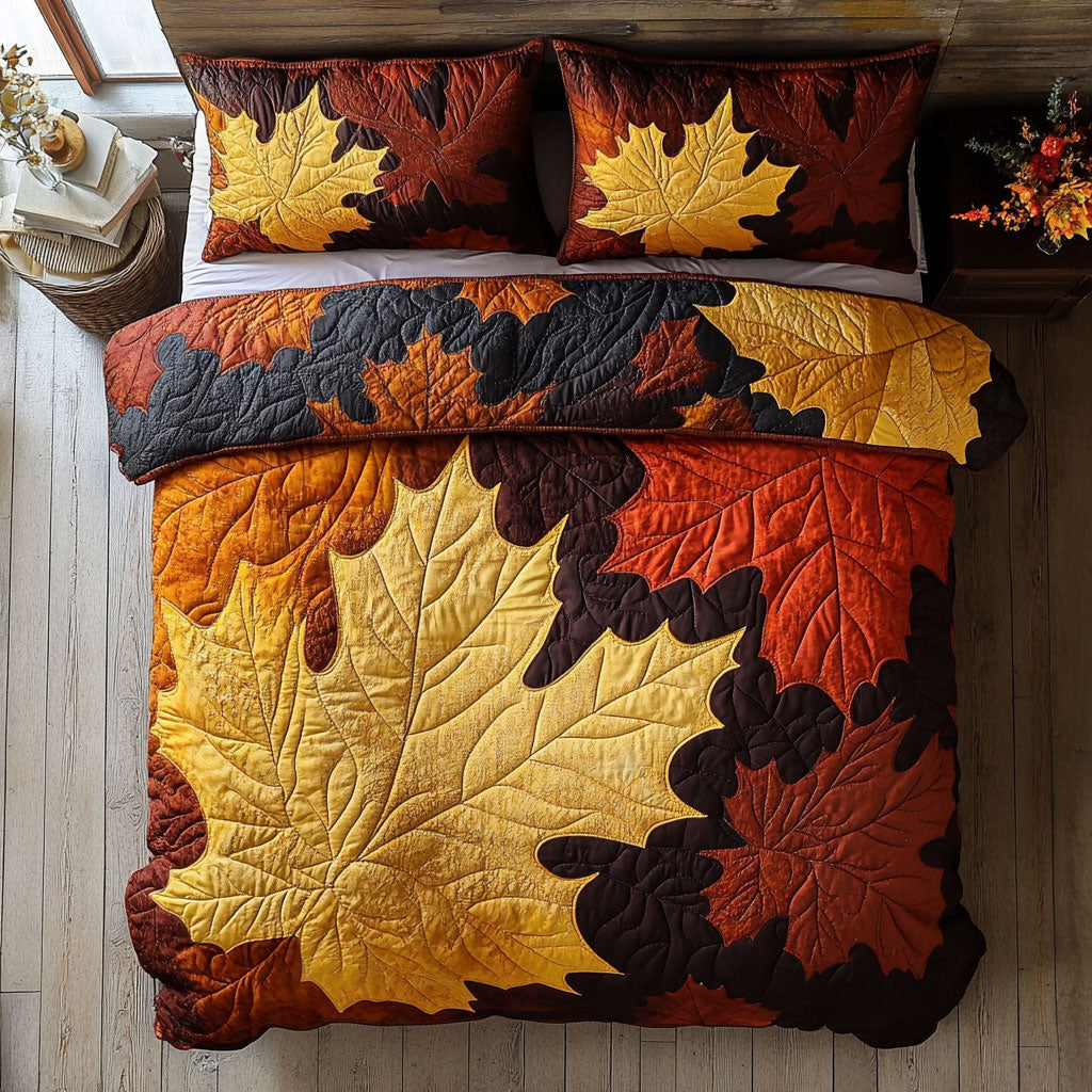 Autumn Glow Quilted Bedding Set Duvet Cover Bedspread Xmas Gifts For Couples