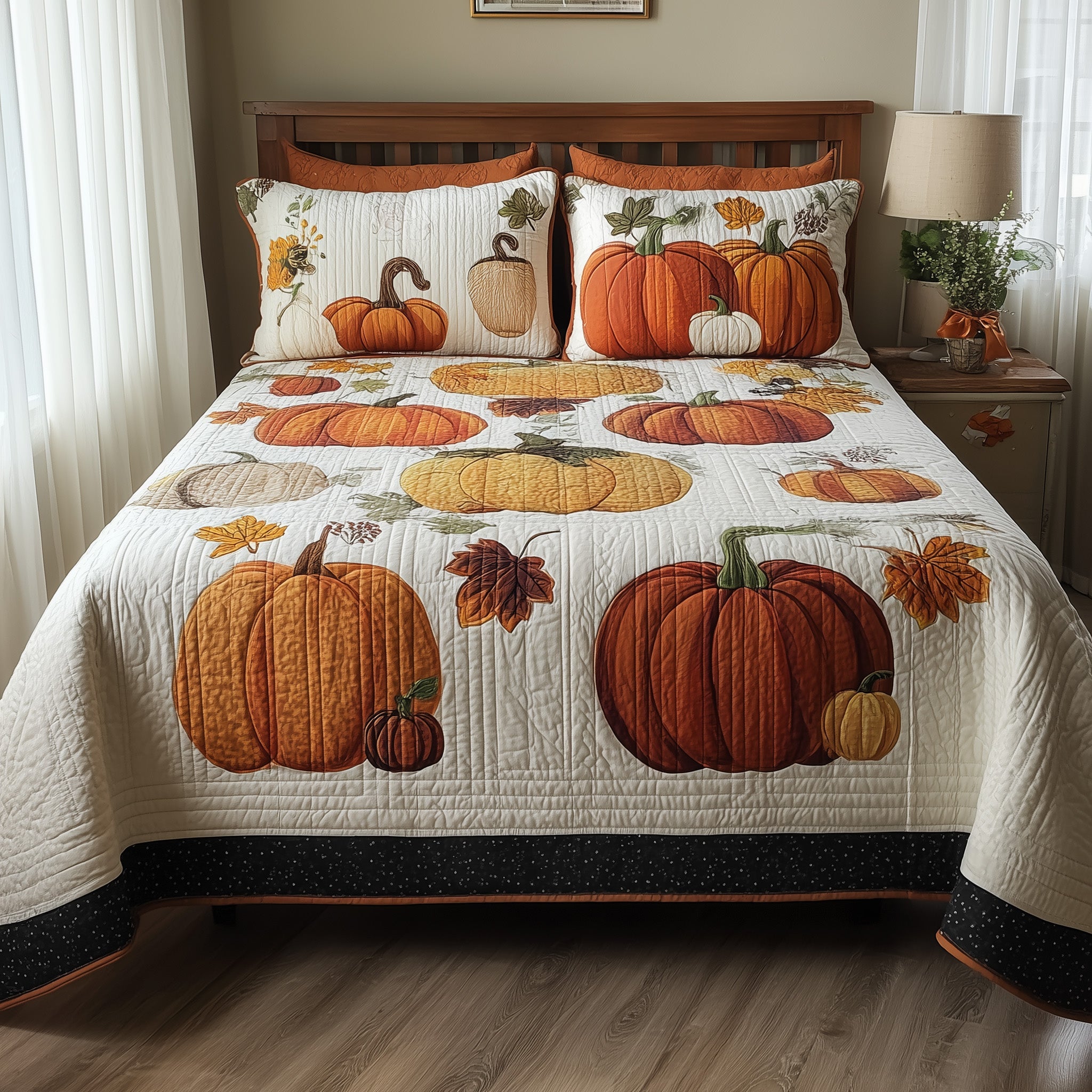 Autumn Glow Quilted Bedding Set Floral Print