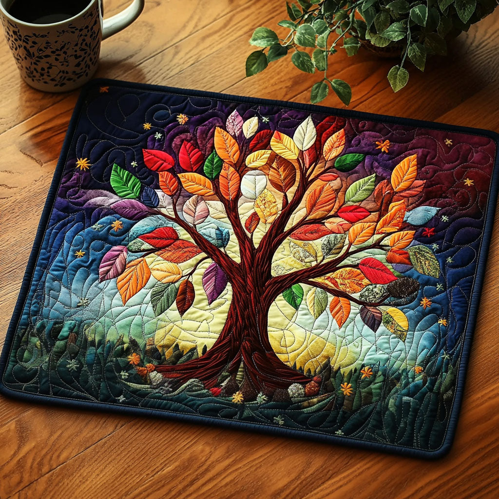 Autumn Glow Tree Quilted Placemat Dining Room Table Decorated For Christmas Tree Of Life Gifts For Her