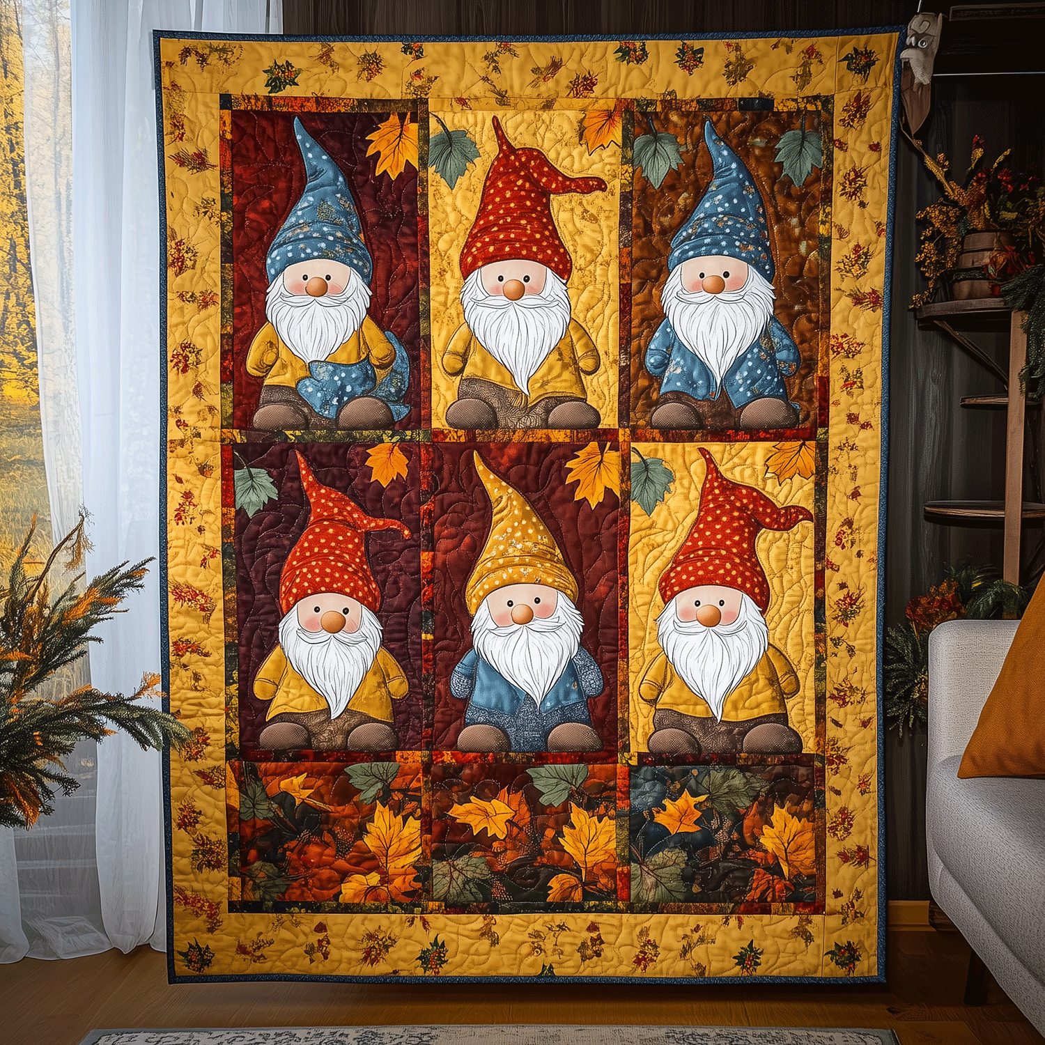 Autumn Gnome Magic Quilted Blanket Gift Ideas For Fall