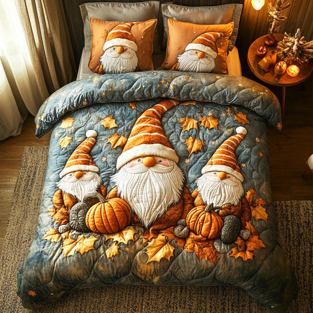 Autumn Gnome Quilted Bedding Set Bed Decorations Fall Autumn Gifts For Her