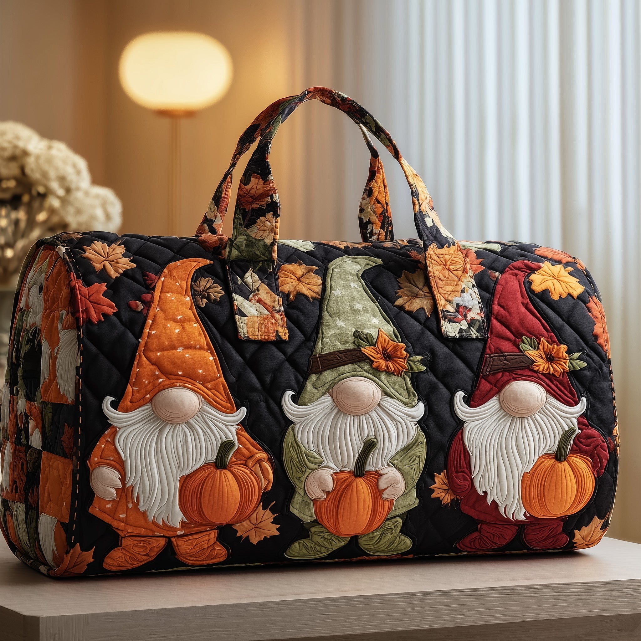 Autumn Gnome Quilted Duffle Bag Birthday Gift Idea