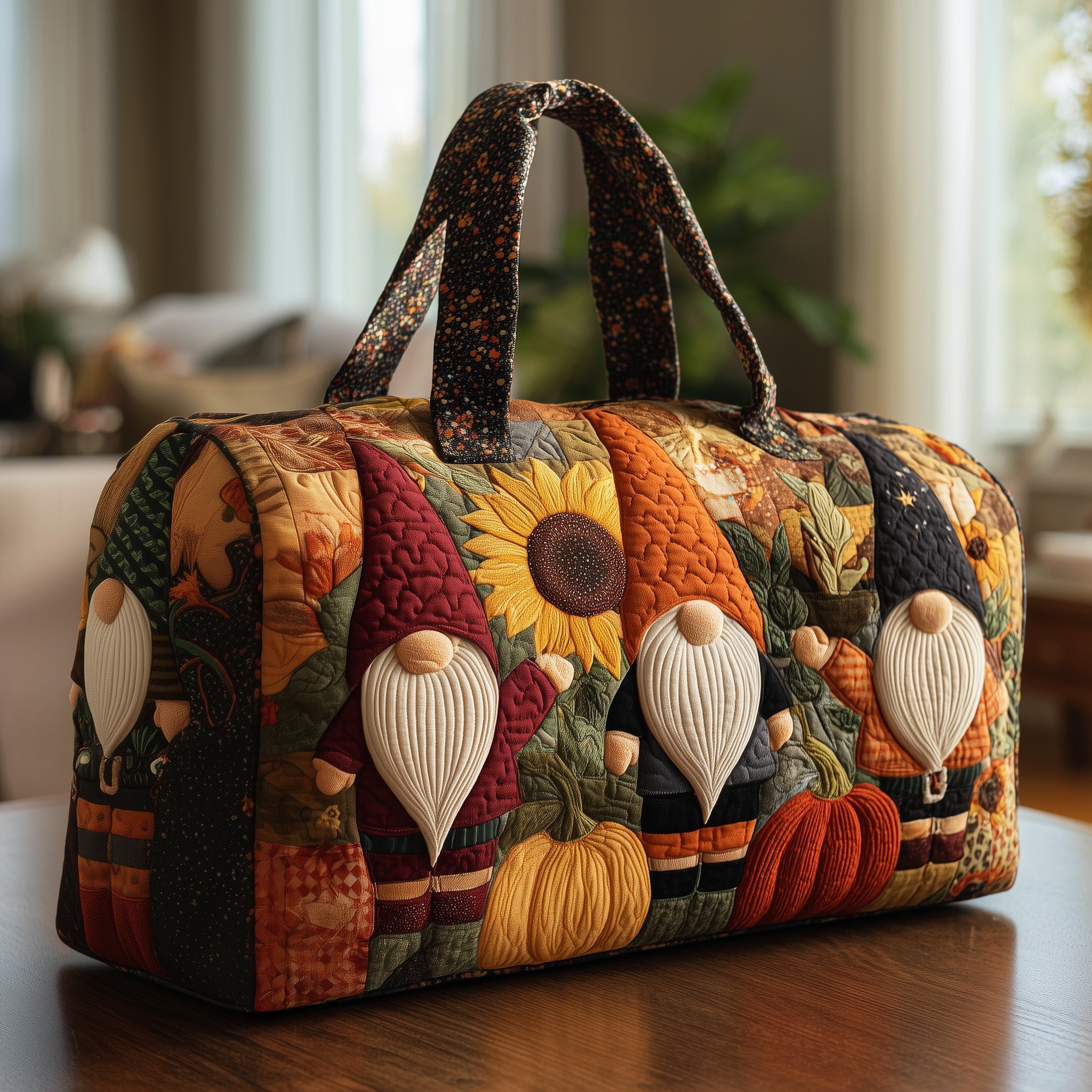 Autumn Gnome Quilted Duffle Bag Gift For Him