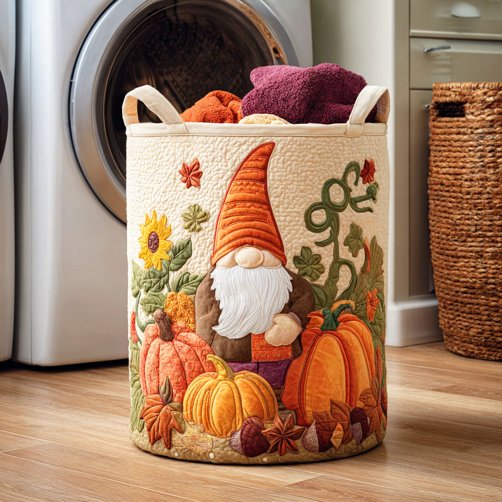 Autumn Gnome Quilted Laundry Basket Merch For Him