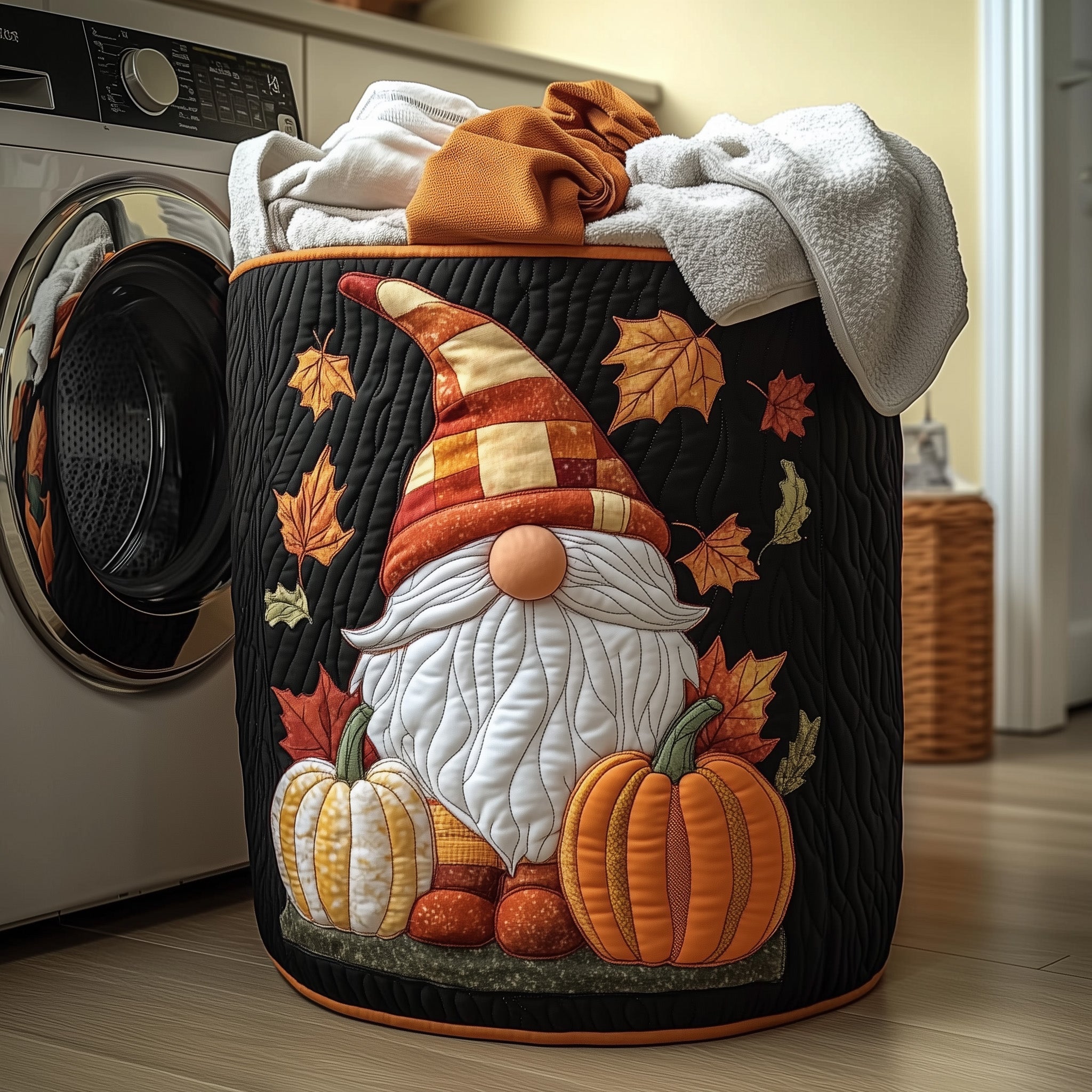 Autumn Gnome Quilted Laundry Basket Spring Merch Pick