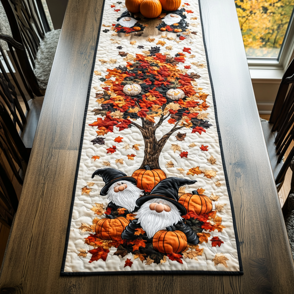 Autumn Gnome Quilted Table Runner Autumn Table Runner Best Friend Gift Ideas