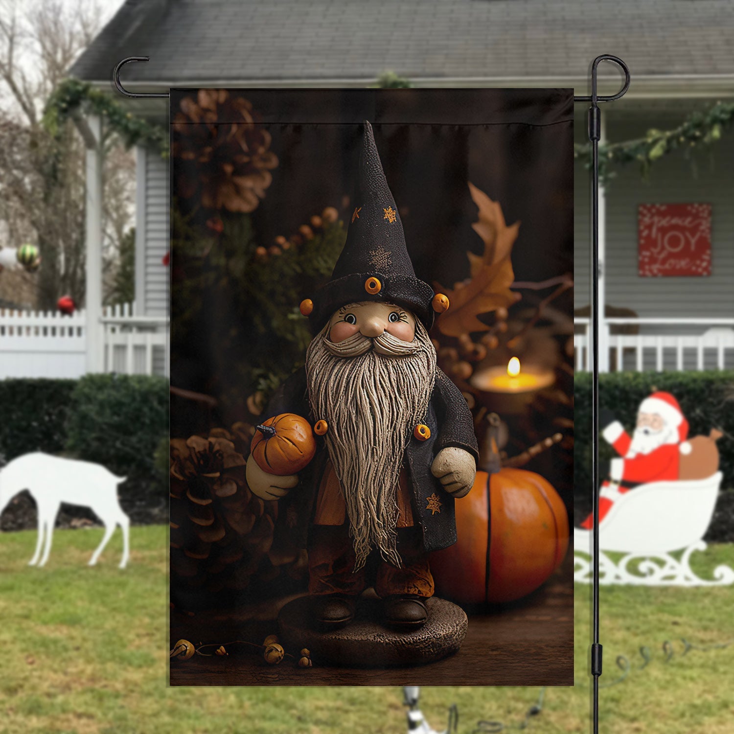 Autumn Gnomes Festive Feast Xmas Garden Flag Christmas Flag Gift For Gnome Lovers