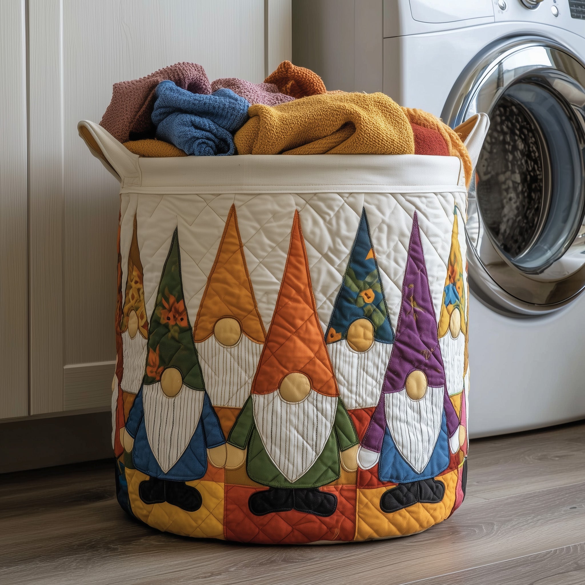Autumn Gnomes Quilted Laundry Basket Best Cute Presents For Gnomes Collectors