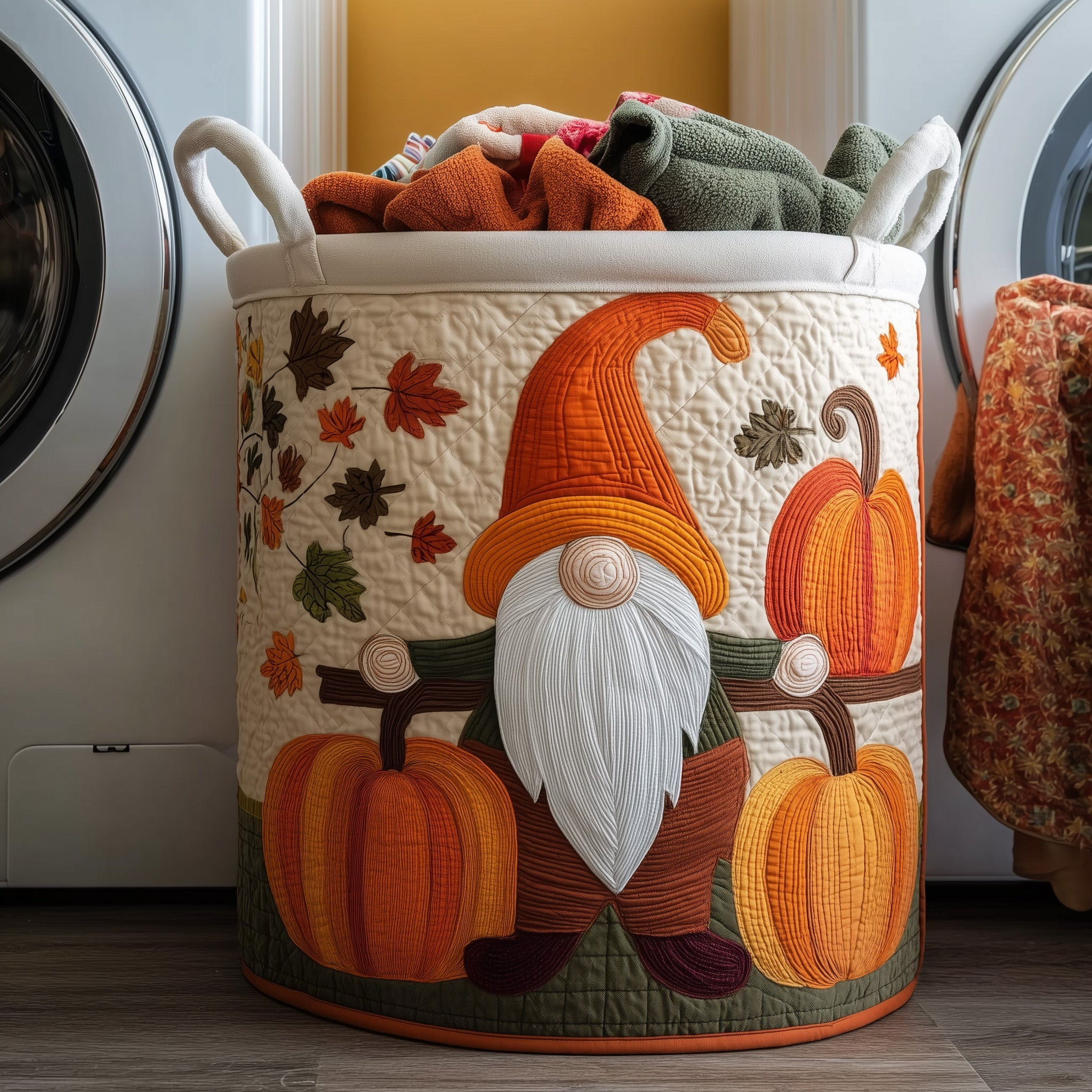 Autumn Gnomes Quilted Laundry Basket Holiday Home Decorations Gnome Enthusiasts Gifts