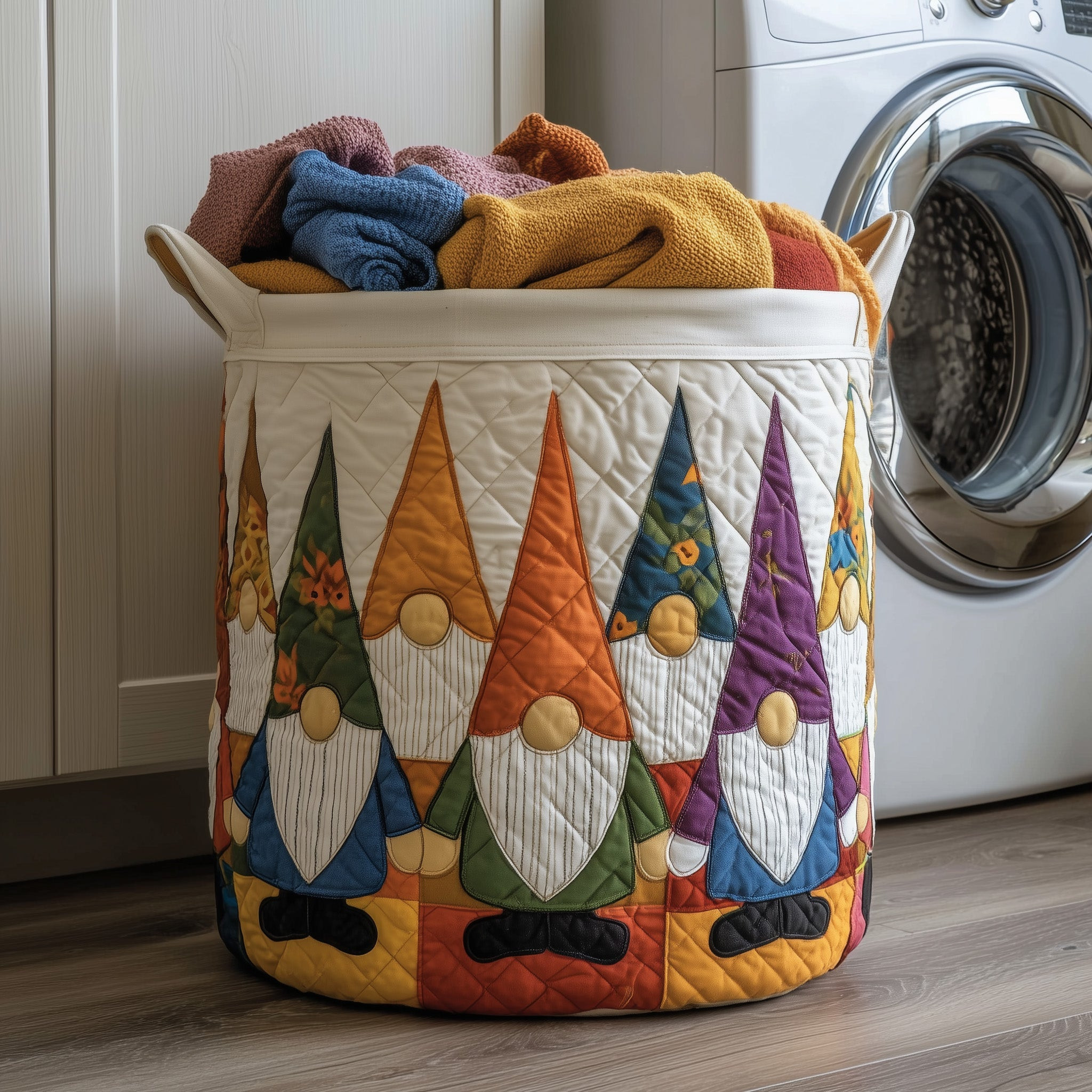 Autumn Gnomes Quilted Laundry Basket Modern Home Decor Gift Ideas For Gnomes Lover