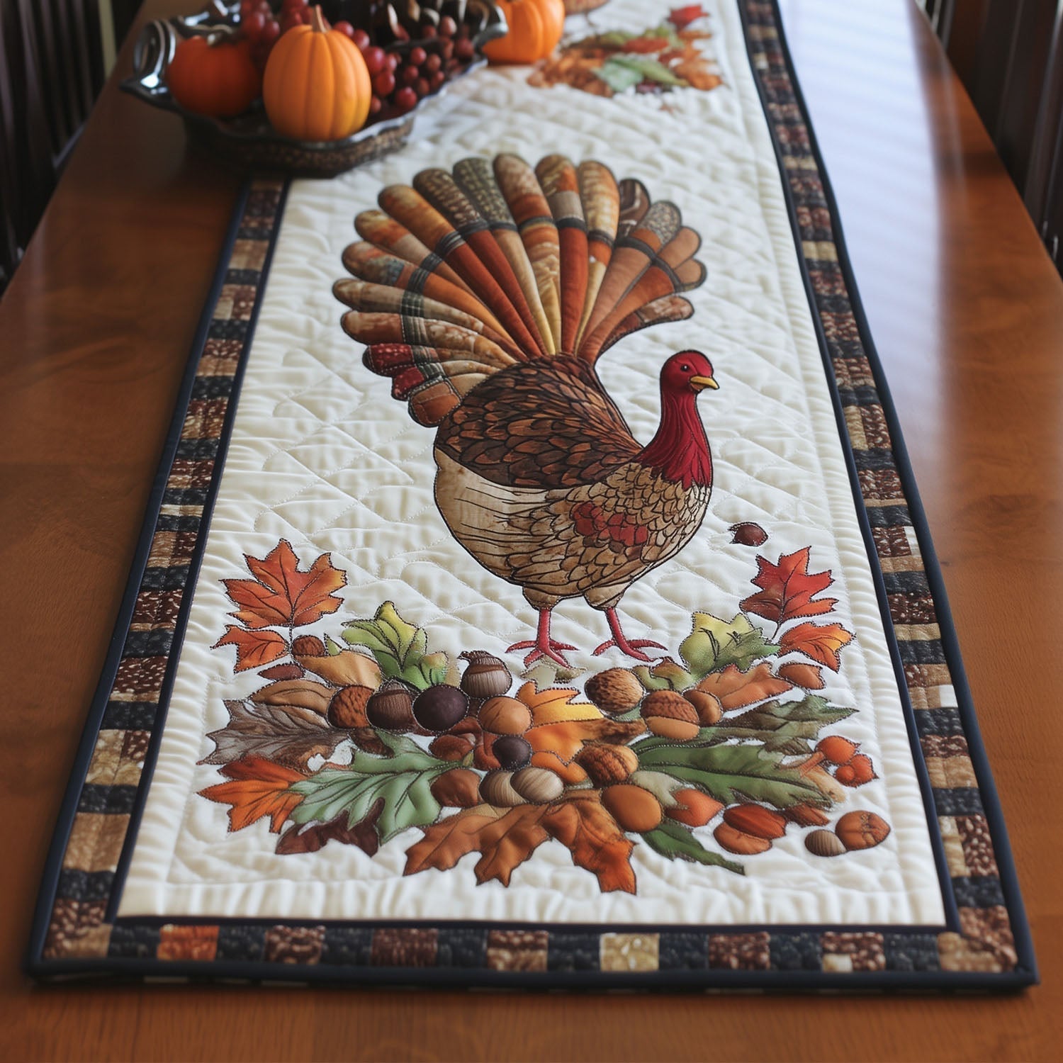 Autumn Gobble Quilted Table Runner Autumn Table Runner Useful Gifts For Mom