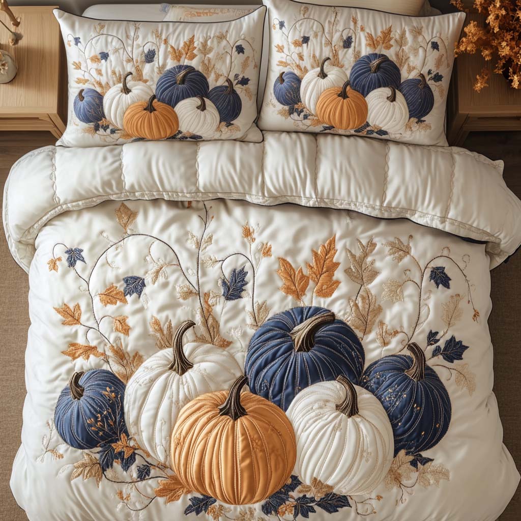 Autumn Golden Glow Quilted Bedding Set Full Size Sheets Fall Themed Gift For Grandma