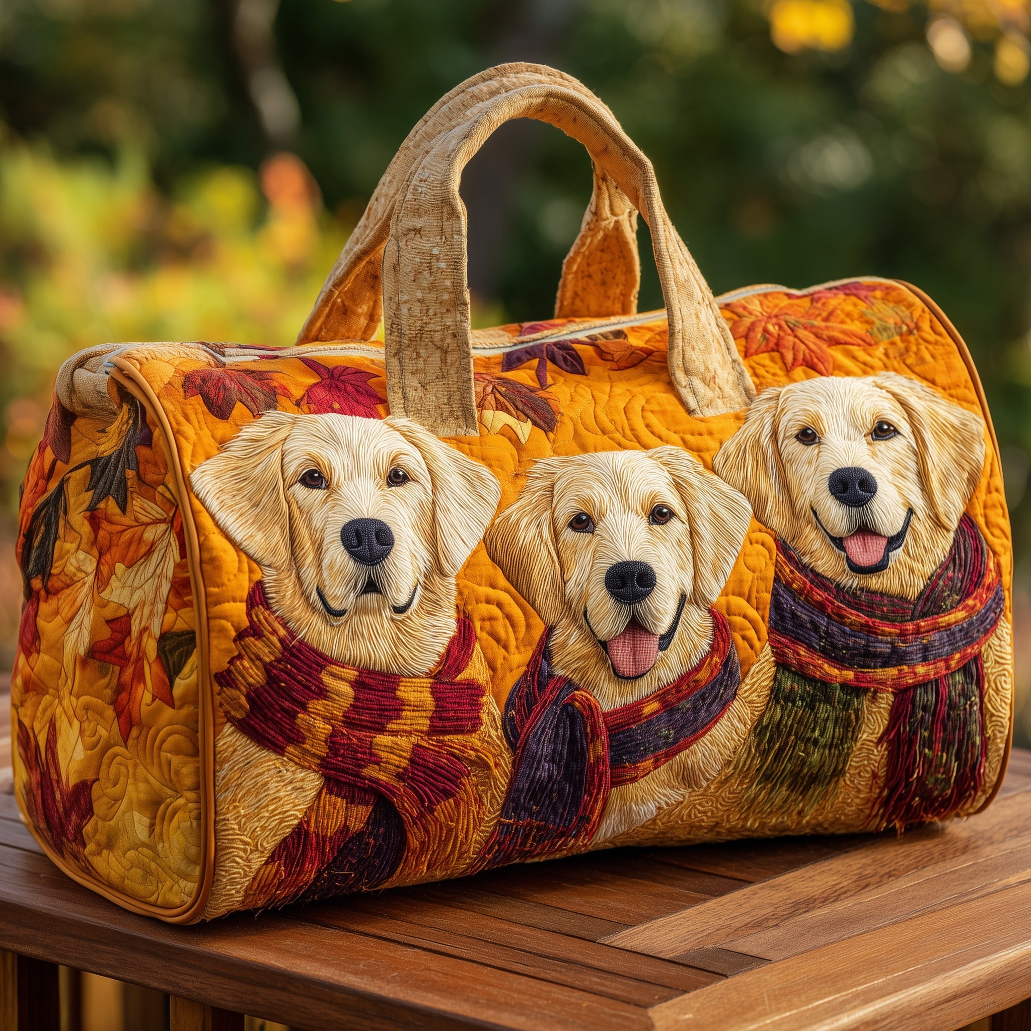 Autumn Golden Pups Quilted Duffle Bag Gift For Kids