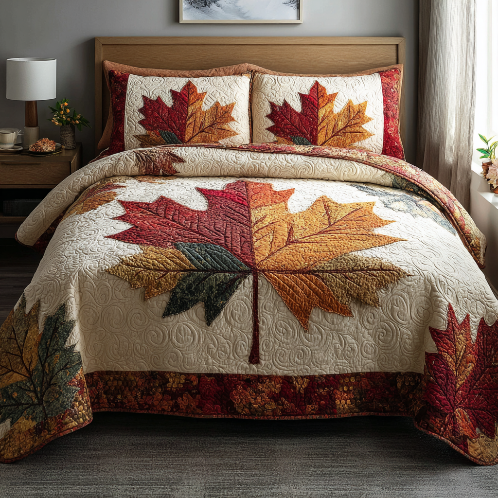 Autumn Grace Quilted Bedding Set Bed Decorations Cool Fall Gifts