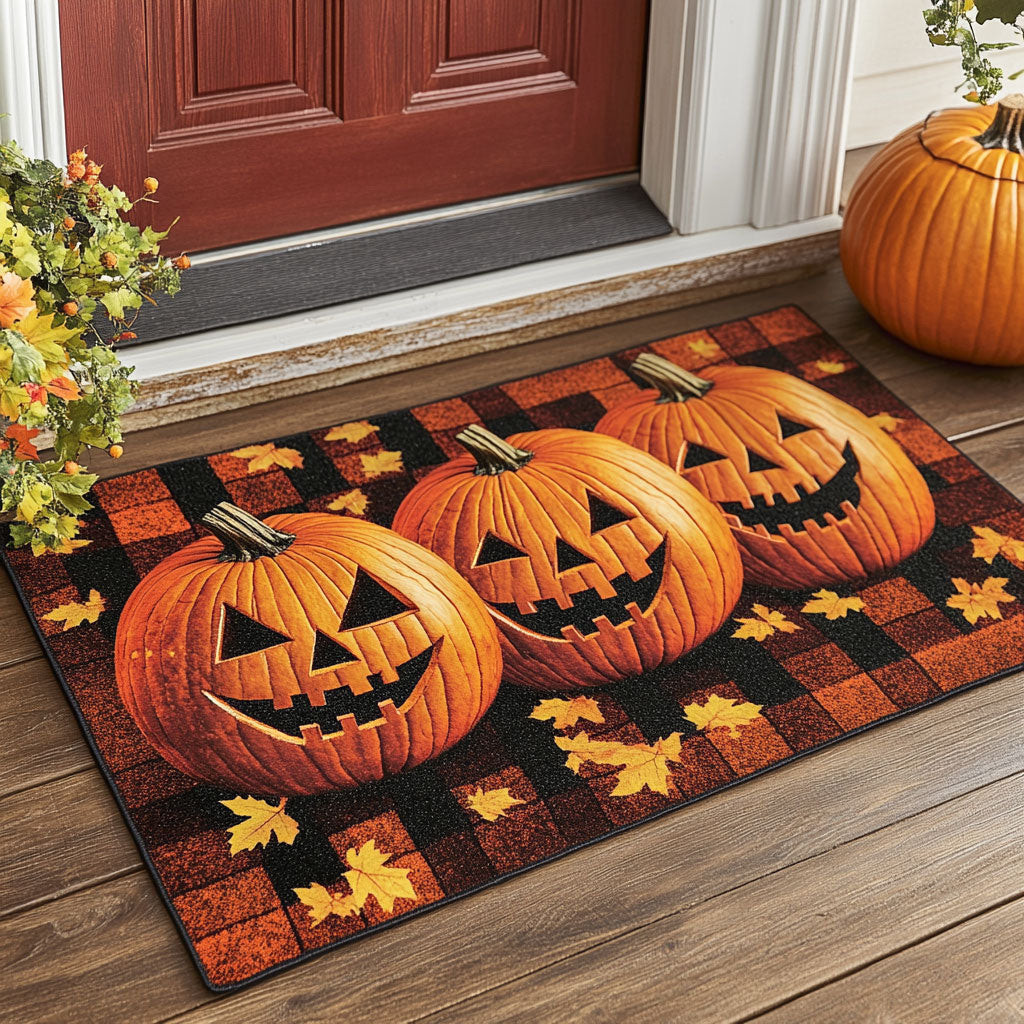 Autumn Grins Doormat Best Halloween Gift For Friends and Family