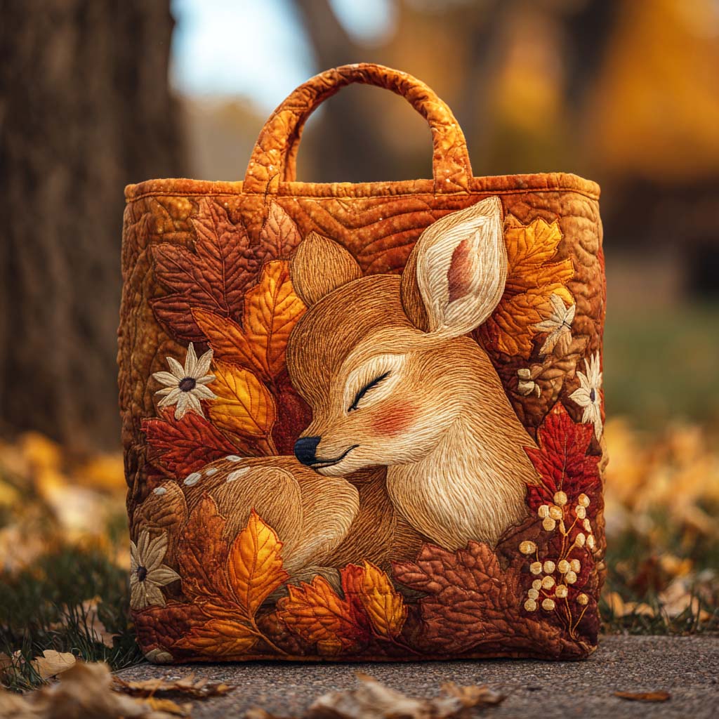 Autumn Grove Deer Quilted Tote Bag Autumn Gifts Items