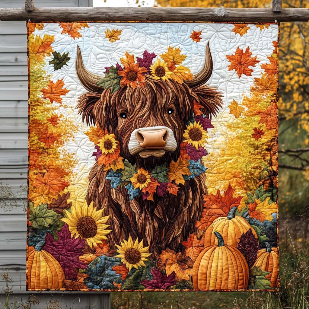 Autumn Guardian Quilted Blanket Gift For Cow Lover