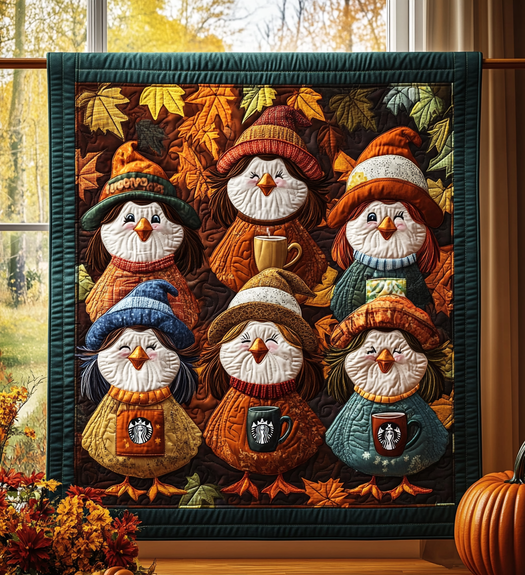 Autumn Happy Turkey Fall Theme Quilted Blanket Thanksgiving Home Gifts For Someone Who Loves Cute Turkey