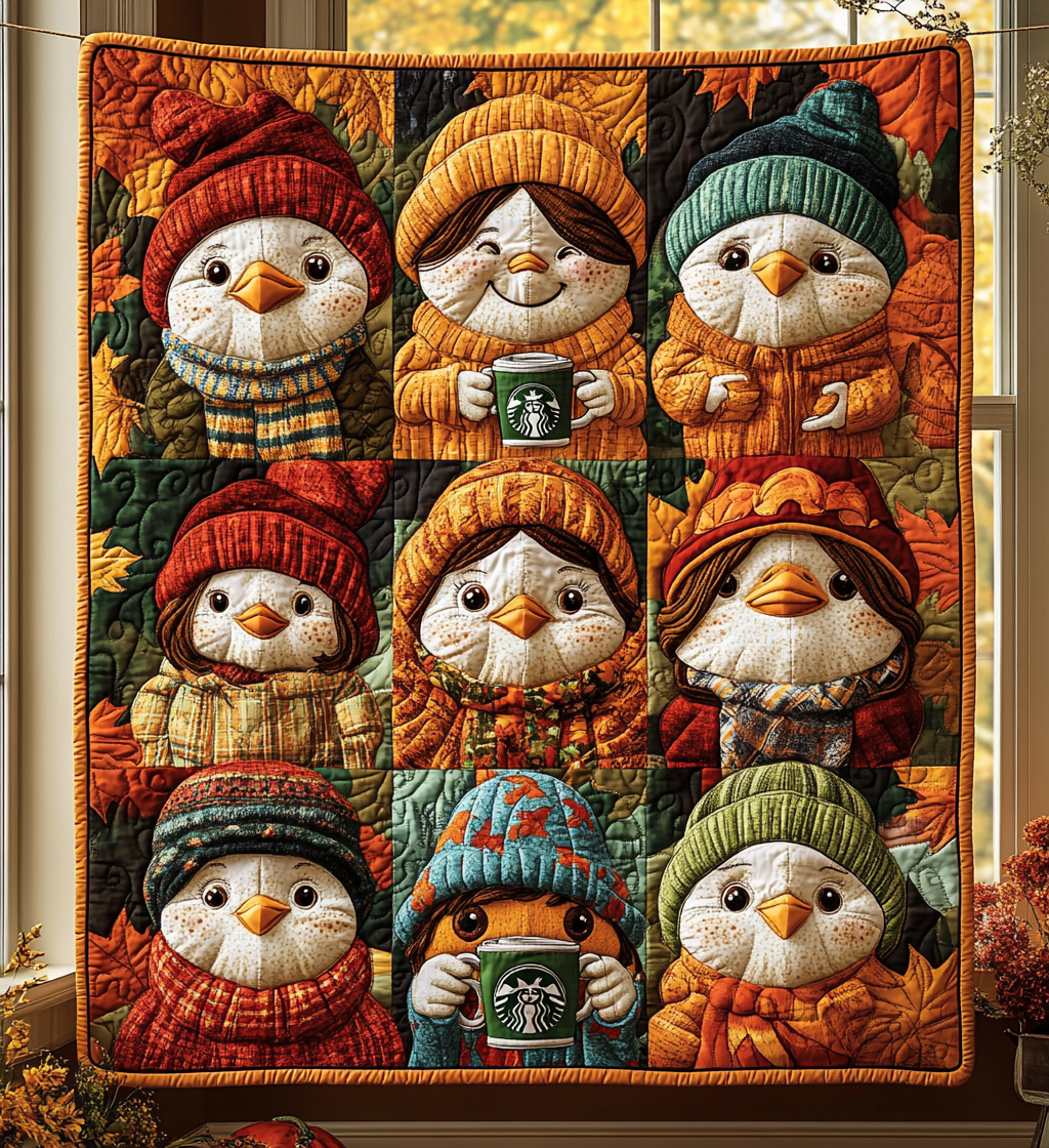 Autumn Happy Turkey Thanksgiving Quilted Blanket Holiday Harvest Season Gifts For Someone Who Loves Cute Turkey