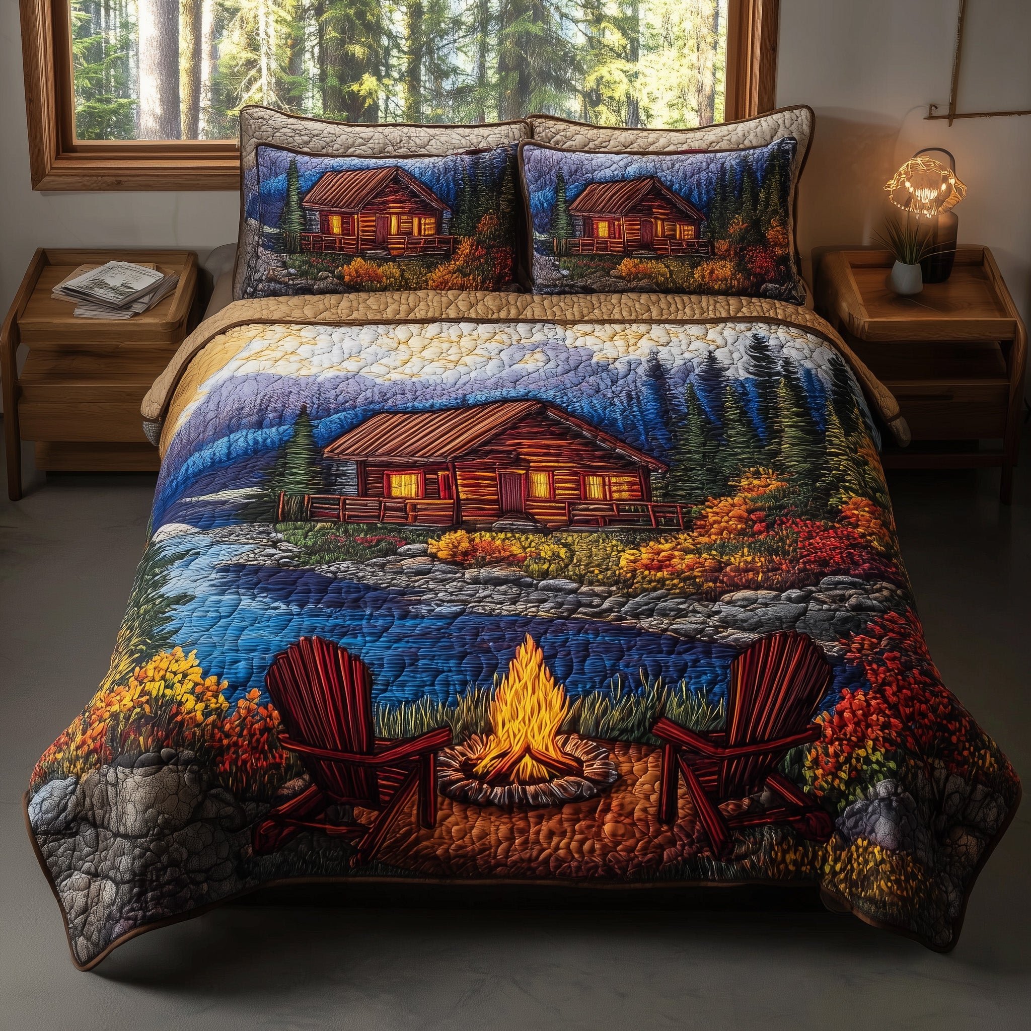 Autumn Harmony Quilted Bedding Set For Men