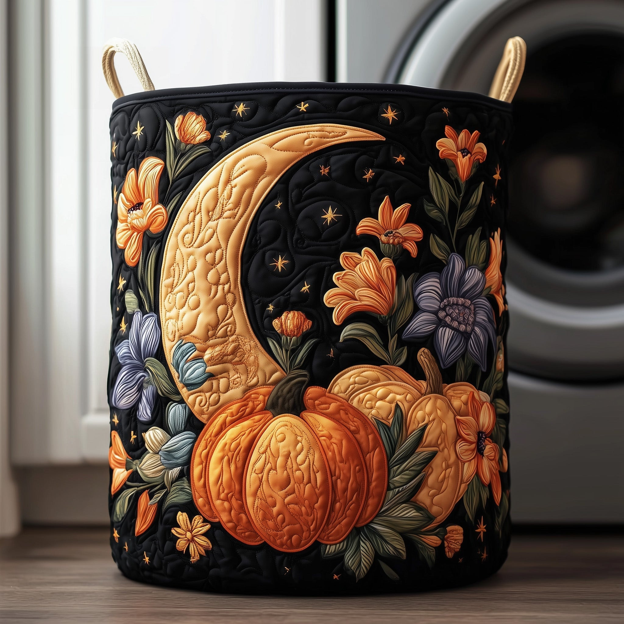 Autumn Harvest Night Quilted Laundry Basket Cozy Home Decoration Gift Ideas For Mother