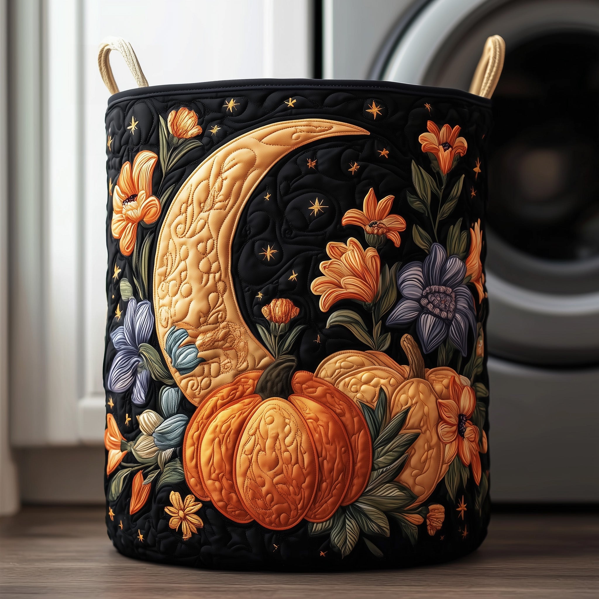 Autumn Harvest Night Quilted Laundry Basket Foldable Basket Storage Gifts For Her